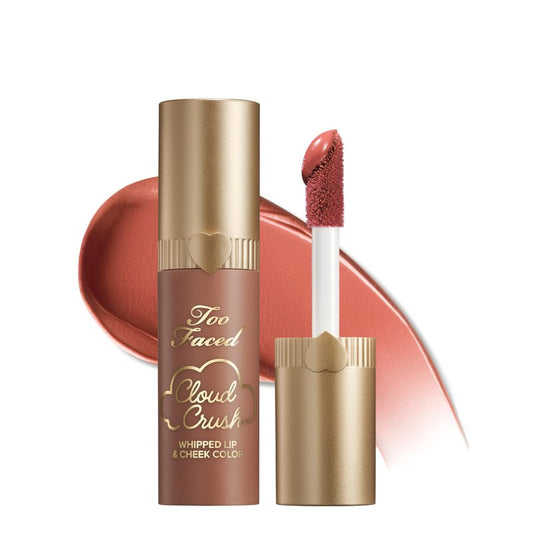 Too Faced Cloud Crush Whipped Lip & Cheek | Creamy Multi-Use Formula with Hyaluronic Oil for a Soft-Focus Longwear Flush, 0.15 Fl Oz, Milk & Cookies