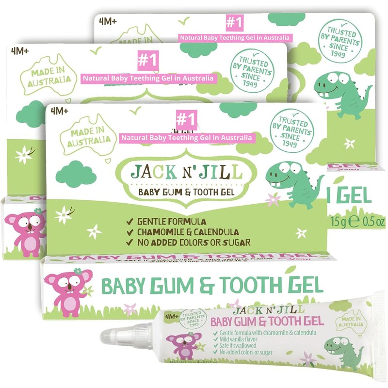 Jack N' Jill Baby Gum & Tooth Gel for Teething, Drug-Free with Naturally Derived Chamomile & Calendula, No Added Sugars, Suitable for 4 Months & Up - 0.5 oz (15g), 3 Pack