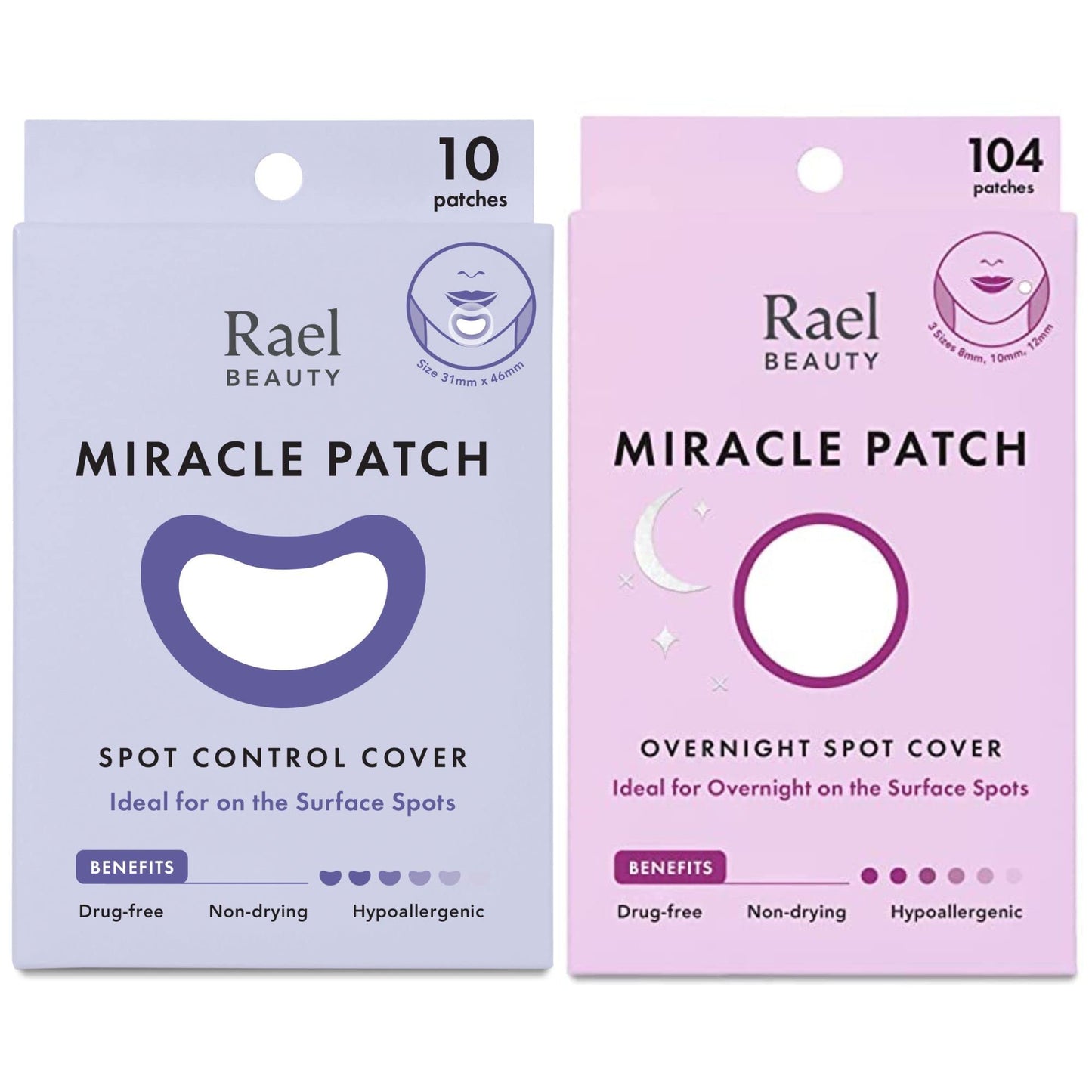 Rael Miracle Bundle - Large Spot Control Cover (10 Count), Overnight Spot Cover (104 Count)
