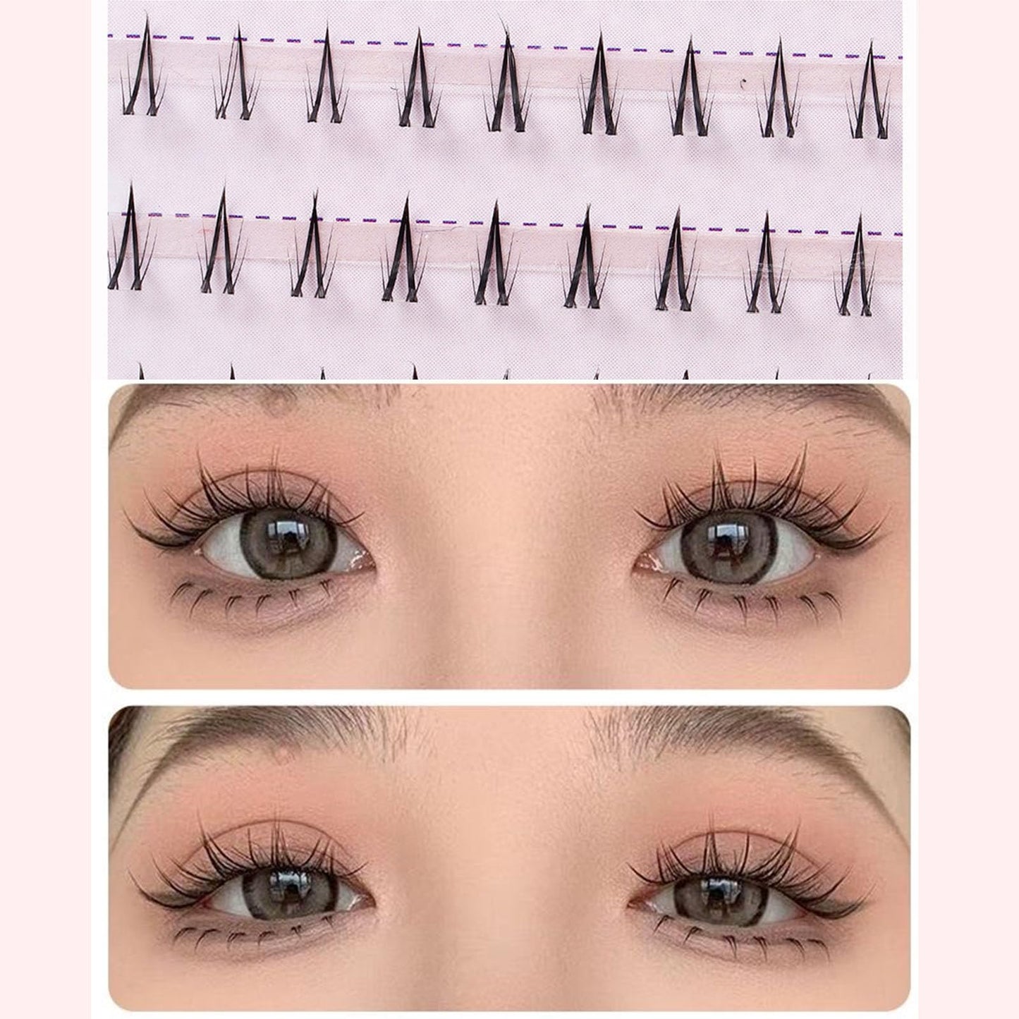 Bottom Lash Clusters Lower Lashes DIY Eyelash Extensions 180PCS 7MM Wispy Natural Look Clear Band False Lashes Individual Bottom Fake Eyelashes (MQ201)