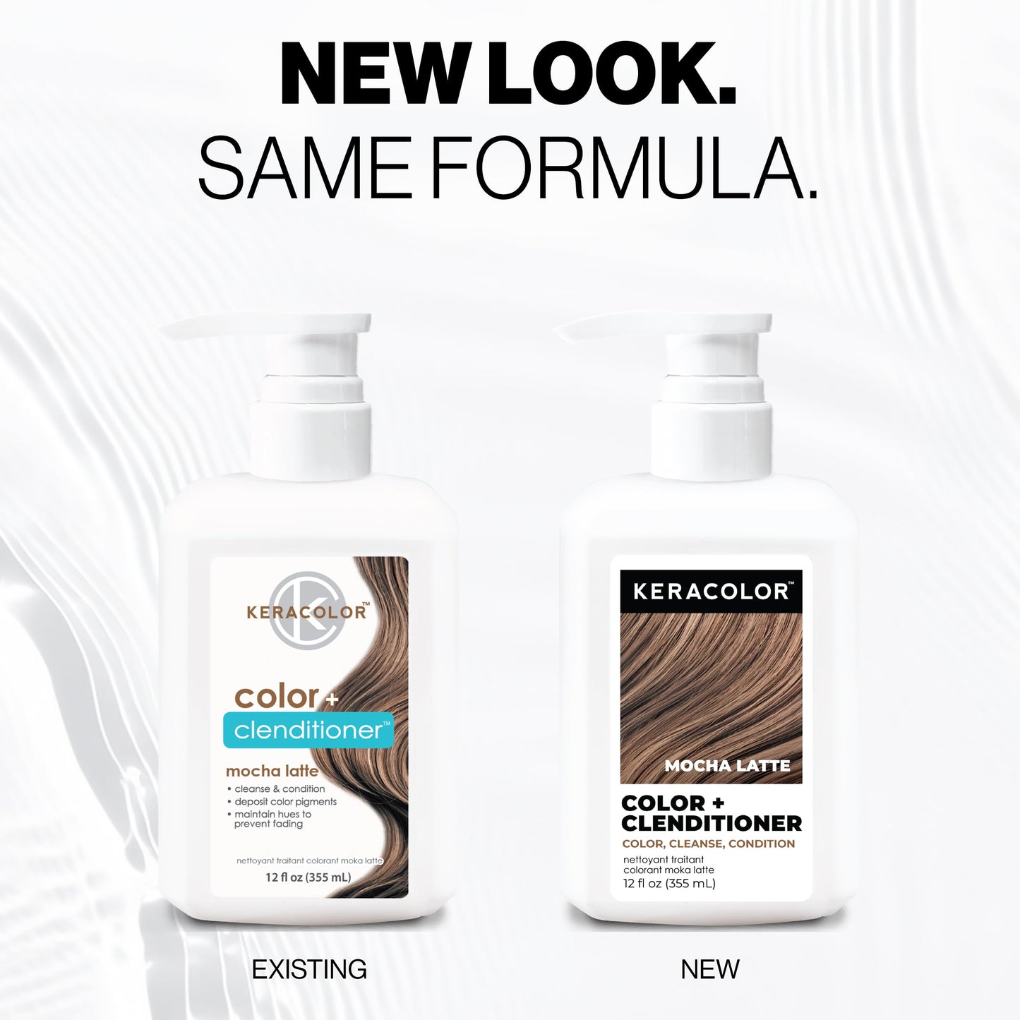 Keracolor Color + Clenditioner 3-in-1 Color-Depositing Conditioner, Gently Cleanses & Conditions, Semi-Permanent Mocha Latte Hair Color, 12 Fl Oz
