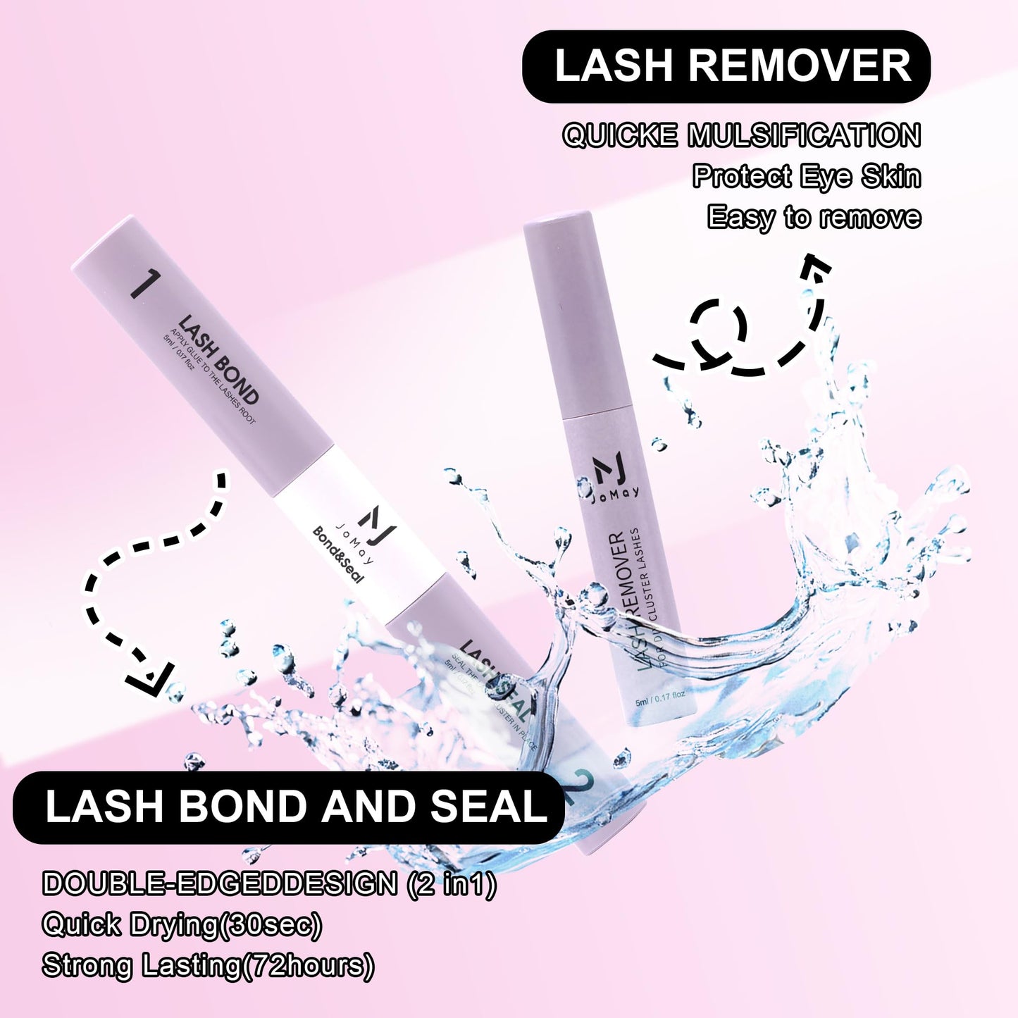 JoMay Lash Clusters Kit 560Pcs Cluster Eyelash Extensions Wispy Individual Volume with Lash Bond and Seal Waterproof, Includes Tweezers & Glue - Beginner Friendly D Curl 10-18mm(30D/40D/60D/100D)