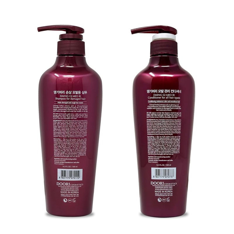 Daeng Gi Meo Ri - Shampoo & Conditioner Set for Damaged hair, Add Nutrition and Shine for Healthy and Energetic Hair, Reducing Dandruff, Nourishing and Promoting Hair Growth, 16.9 FL. OZ/ 500ml