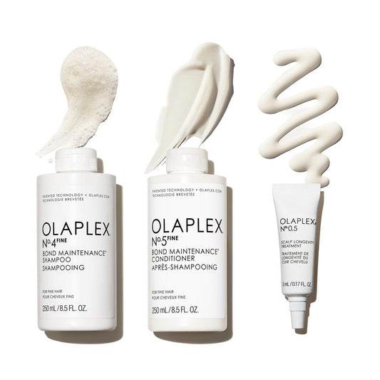 Olaplex Wash & Shine Fine Hair Kit: Nº. 4FINE, Nº. 5FINE, Nº. 0.5, Shampoo & Conditioner Set | Gently Cleanses to Volumize & Strengthen | Hydrates & Soothes Scalp | For Coily, Curly, Straight, & Wavy