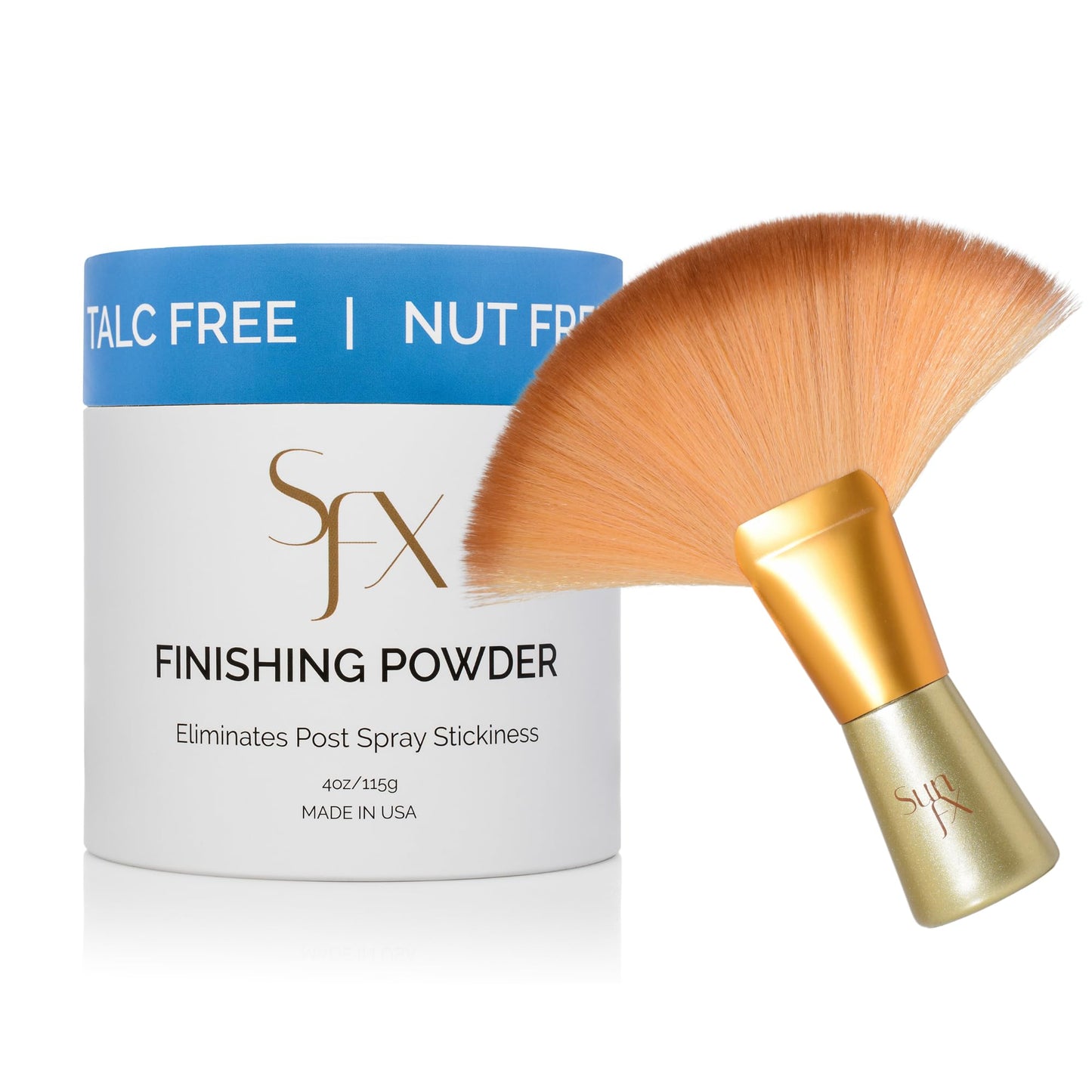 SunFX Post Spray Tan Translucent Finishing Powder | Talc Free | Sunless Tanning Powder with Large Professional Fan Dusting Brush | Cheeky-Sunshine
