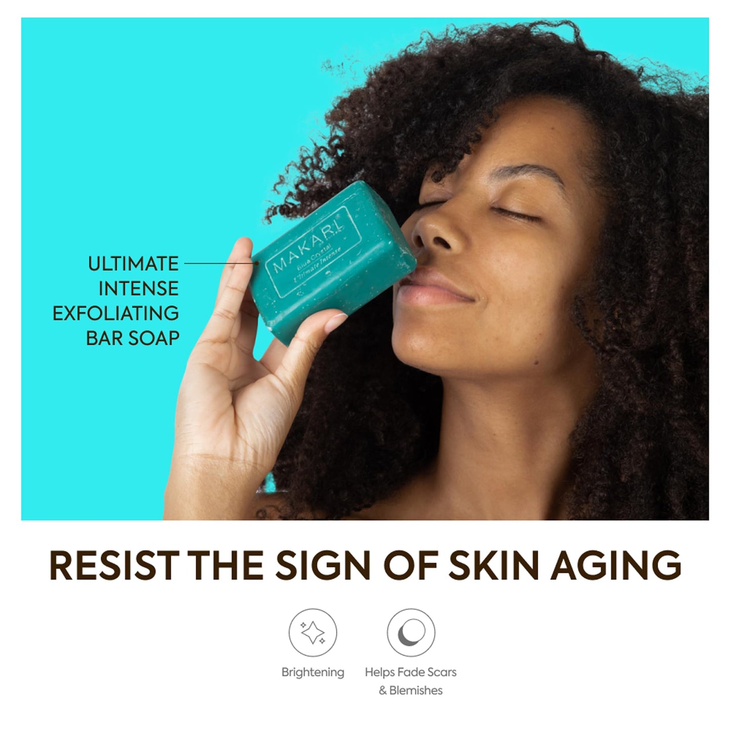 Makari Blue Crystal Beauty Exfoliating Bar Soap – 7 oz Bath Soap for Women & Men | Exfoliating Cleanser with Glutathione, Kojic Acid & Collagen for Smooth, Refreshed-Looking Skin