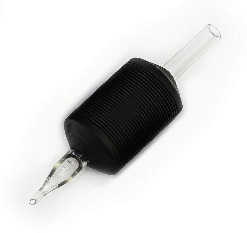 Clear Disposable Tubes - 25mm Ultra Premium with Black Silicone Grip | 25 Pack, Diamond Tip