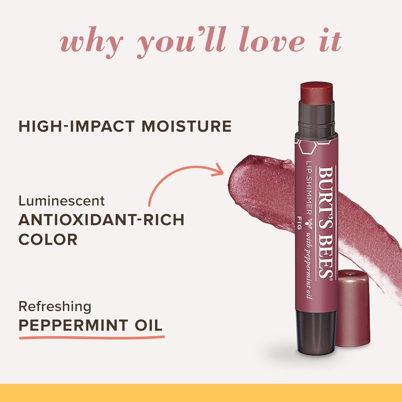 Burt's Bees Shimmer Lip Tint Set - Hydrating Tinted Lip Balm Sticks | Red Dahlia, 2-Pack