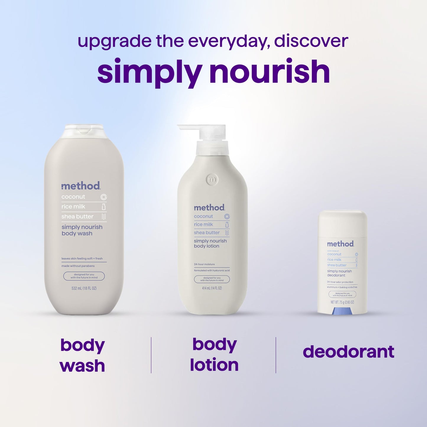 method Deodorant Stick, Simply Nourish, 24-Hour Odor Protection, 2.65 oz
