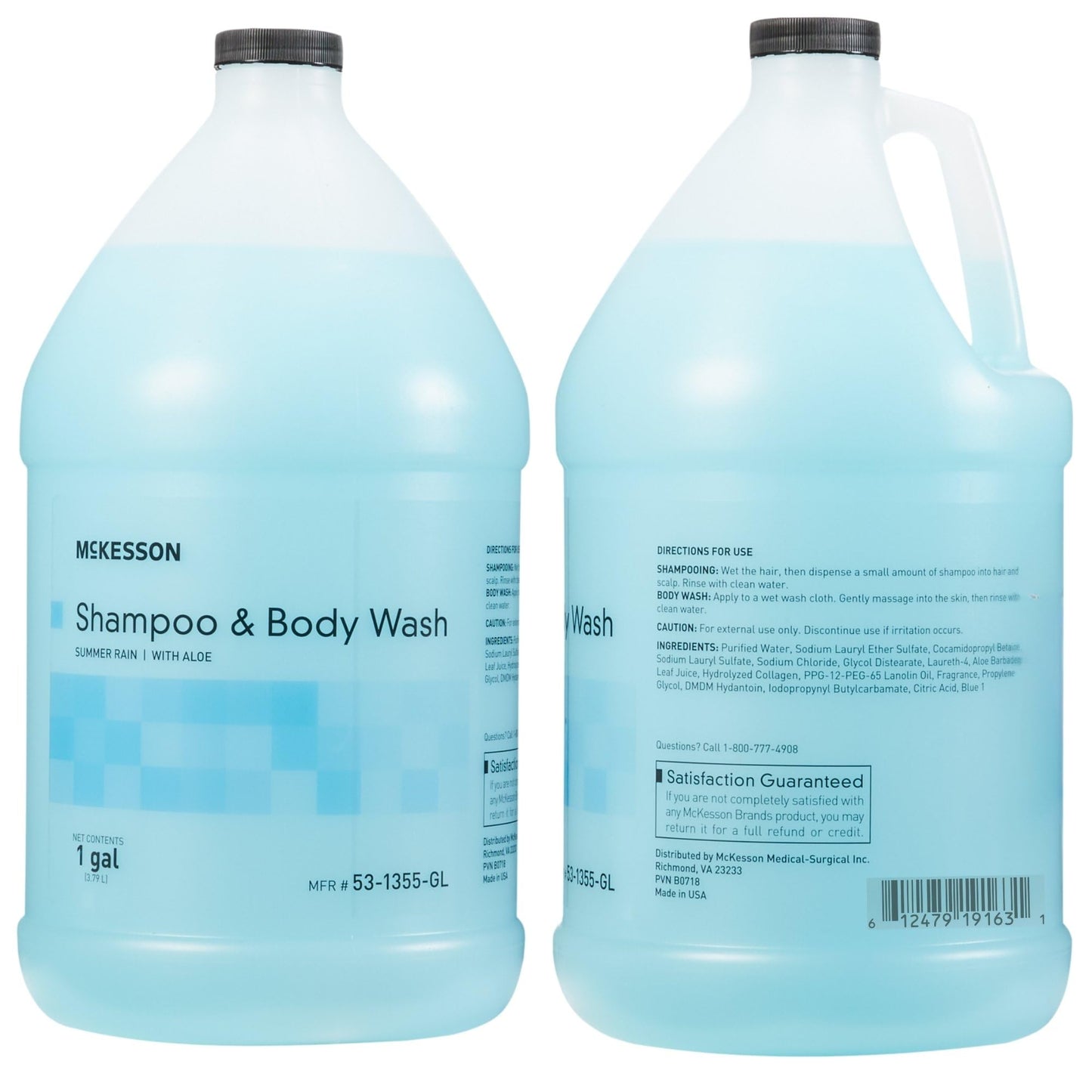 McKesson Body Wash and Shampoo - 1  Gallon Bulk Refill Full Body Wash with Aloe, Summer Rain Scent - Sensitive Skin & Hair 2‑in‑1