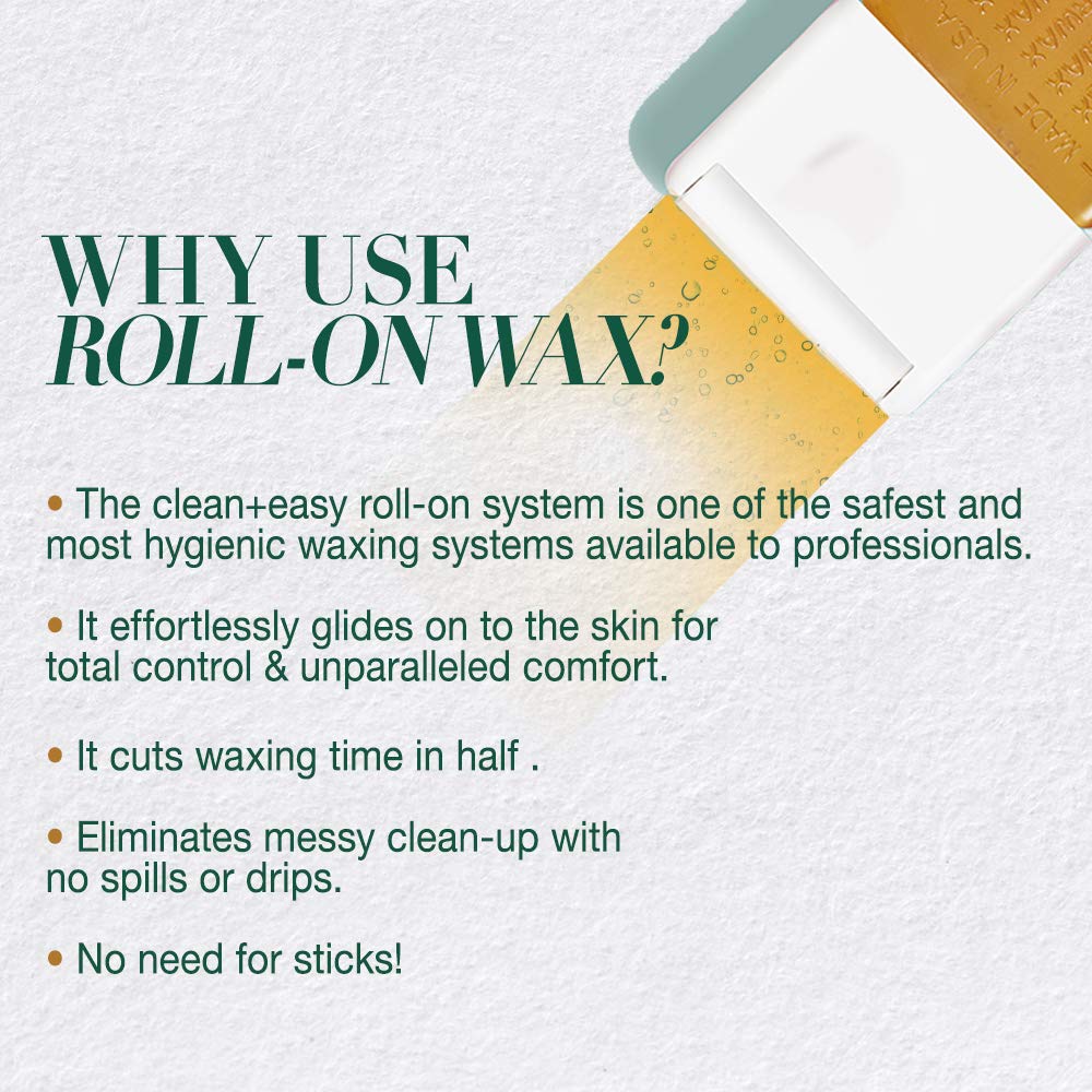 Clean + Easy Large Wax Roller Heads – Roll On Wax Refill Applicators for Waxing Cartridge, Hair Removal for Legs & Body, 24 Pack