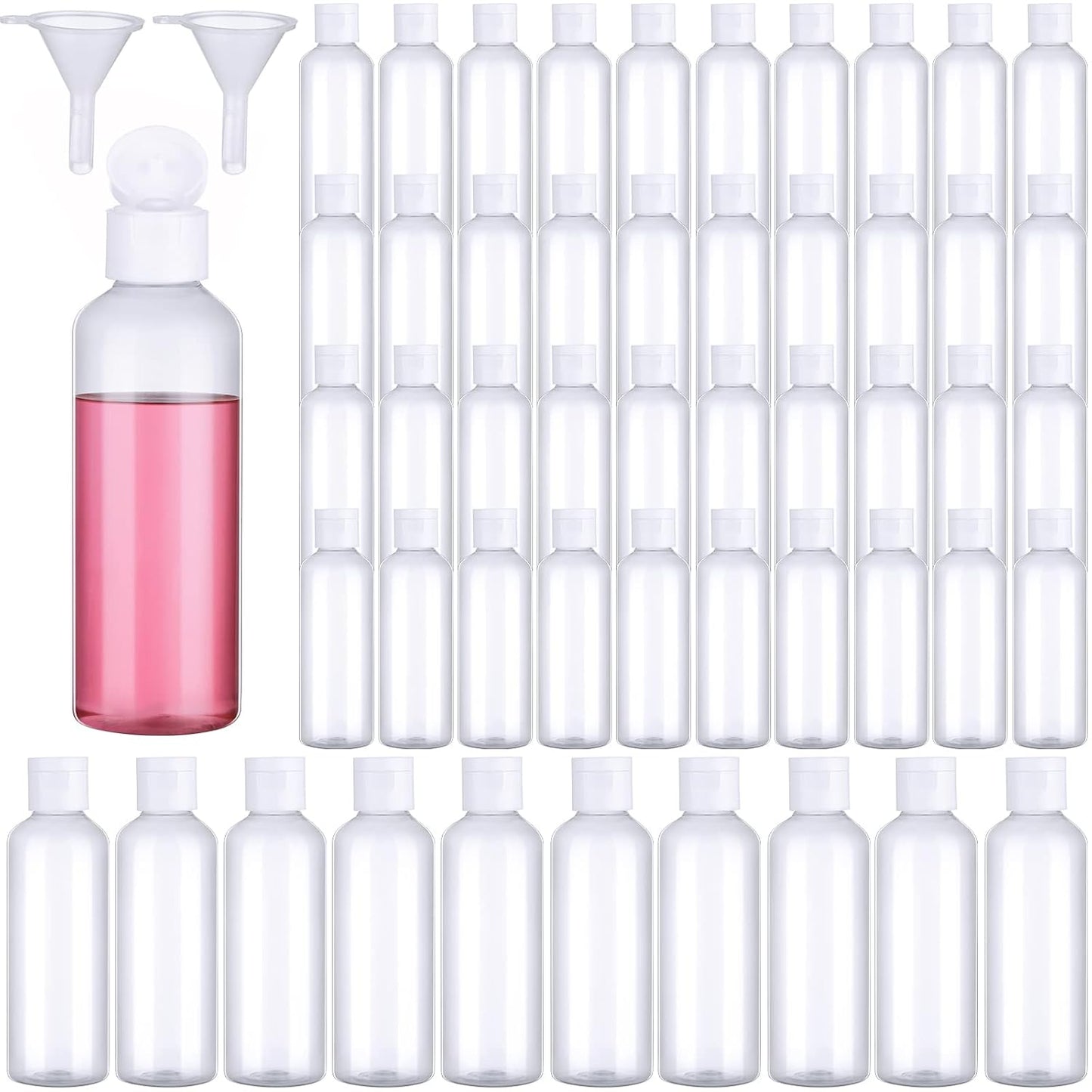 Travel Bottles - 50 Pcs 3.4 oz TSA Approved Leakproof Plastic Containers | Clear Refillable Bottles for Toiletries & Liquids