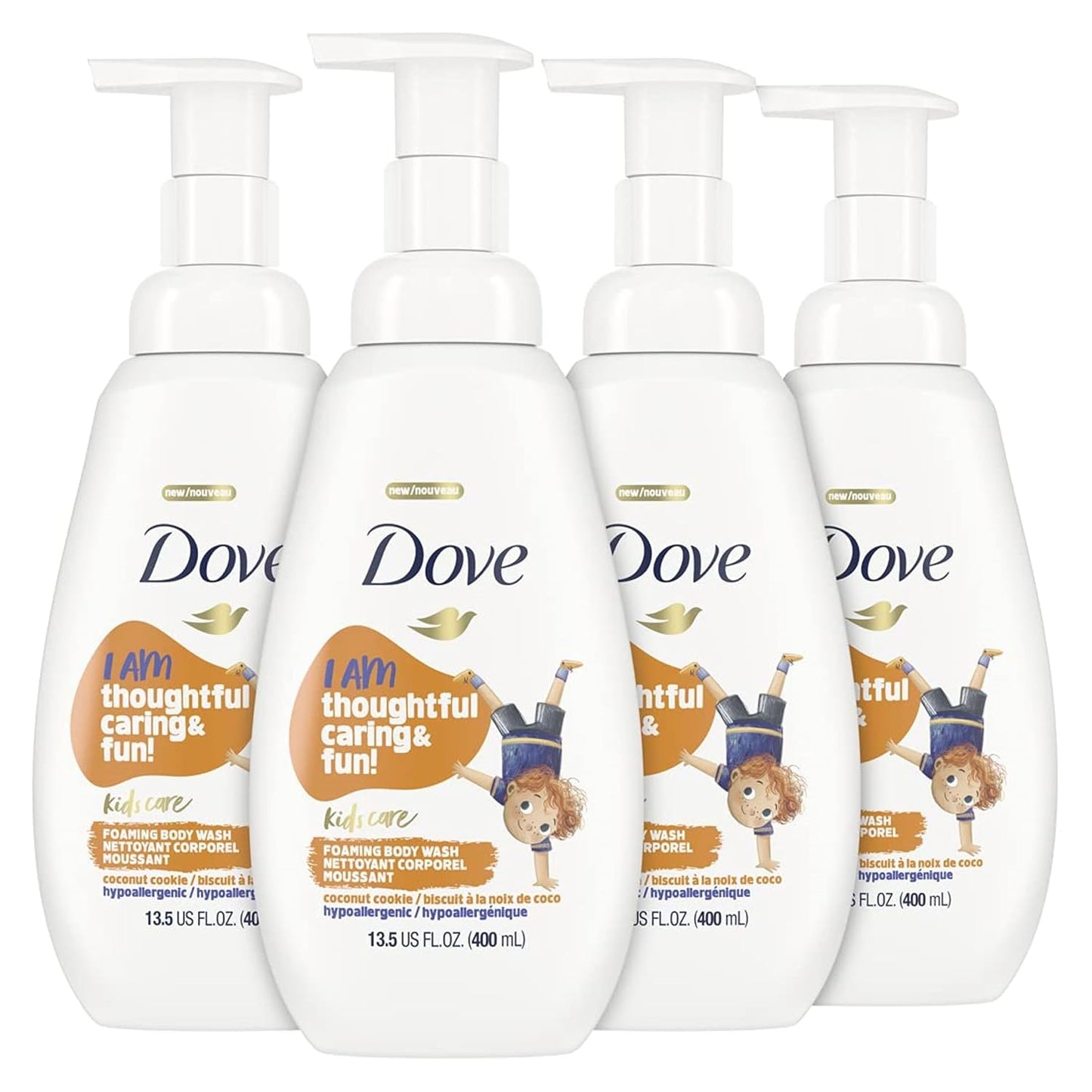 Dove Foaming Body Wash for Kids - Coconut Cookie, Sulfate-Free | 4 Count, 13.5 Fl Oz