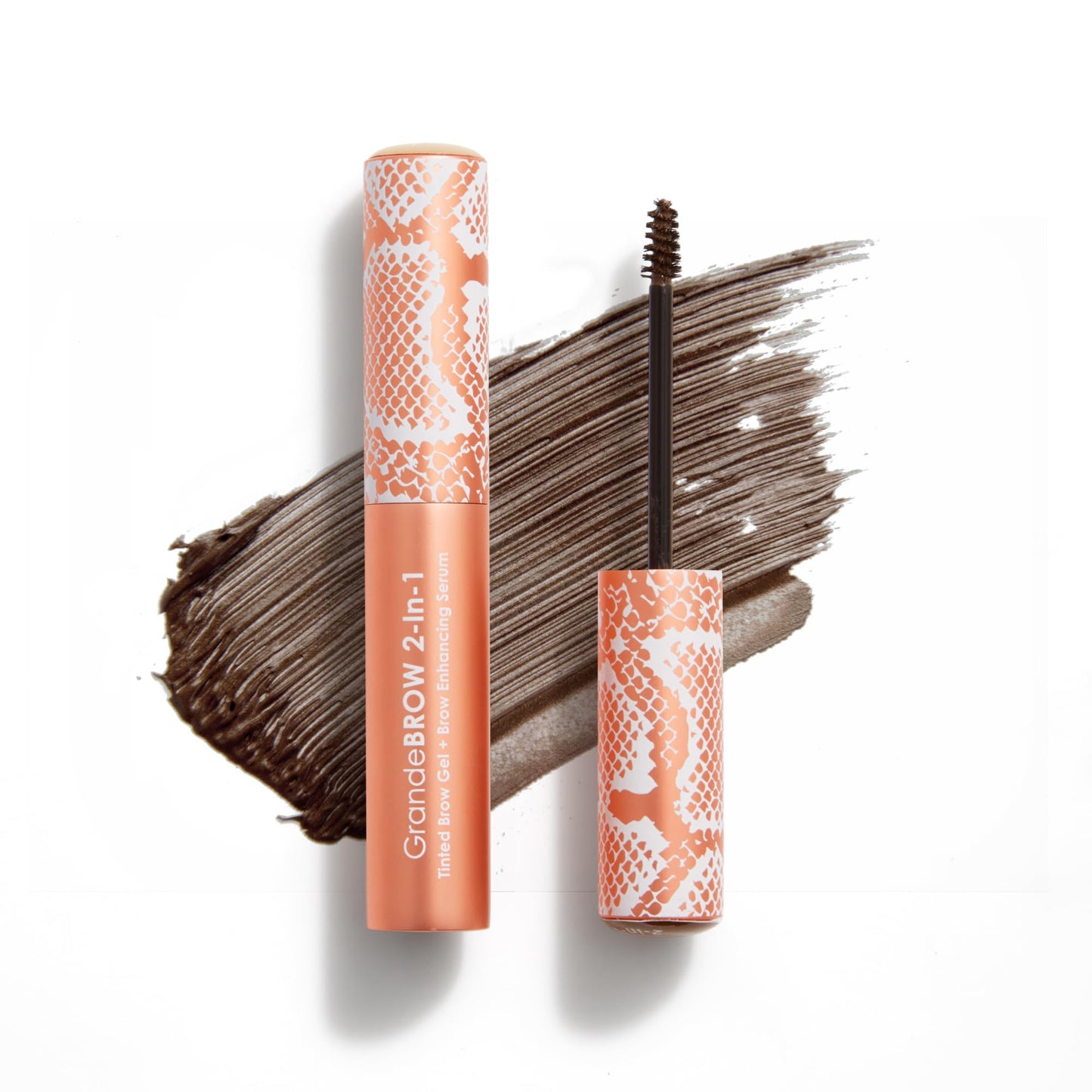 Grande Cosmetics GrandeBROW 2-in-1 Tinted Brow Gel + Brow Enhancing Serum for Thicker & Darker-Looking Eyebrows, Shape & Fill Brows, with Castor Oil & Mini Fibers - Dark, Travel Size (0.07 fl oz)