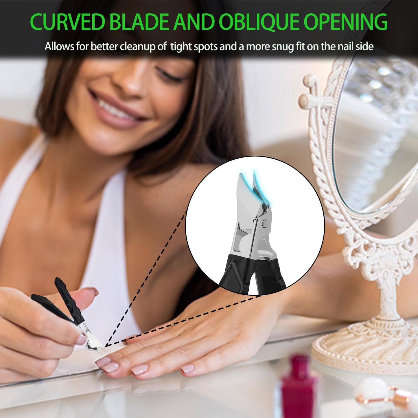 Toenail Clippers Sets for Thick Toenails for Seniors Ultra Slanted ingrown Nail Clippers with Catcher Long-Handled Curved Wide Jaw Opening Non-Slip Heavy Duty toenail Clippers