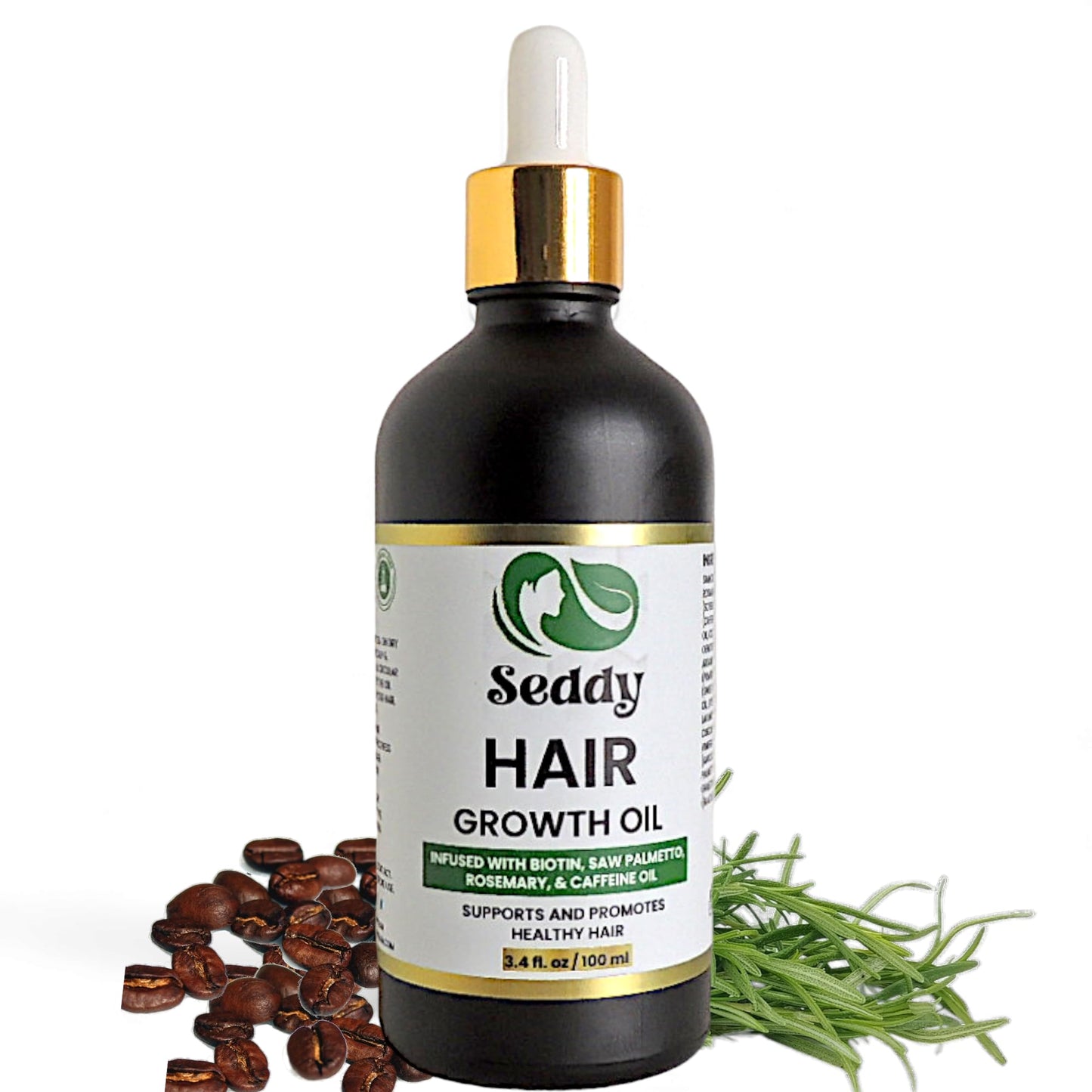 Seddy Hair Growth Oil with Biotin, Caffeine, Saw Palmetto, Rosemary, Castor & Jojoba – Scalp Treatment for Thinning Hair, Breakage & Dryness – Strengthening & Nourishing Hair Oil – 3.4 fl oz