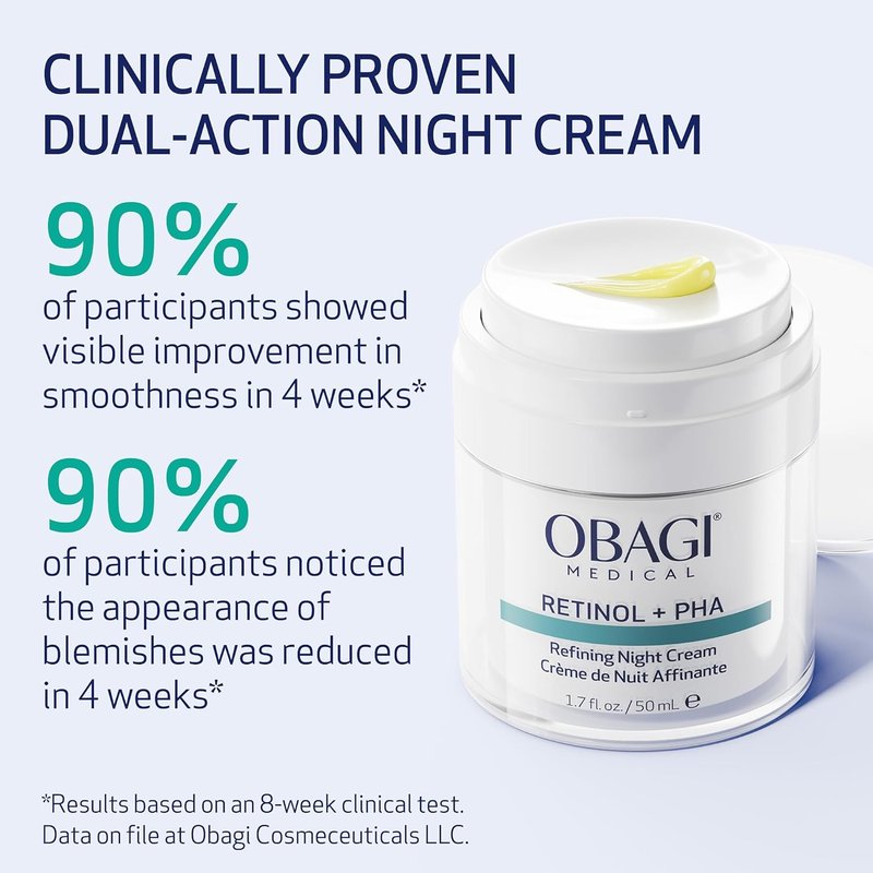Obagi Medical Retinol + PHA Night Cream - Overnight Anti-Aging Formula for Smoother Skin | 1.7 Oz