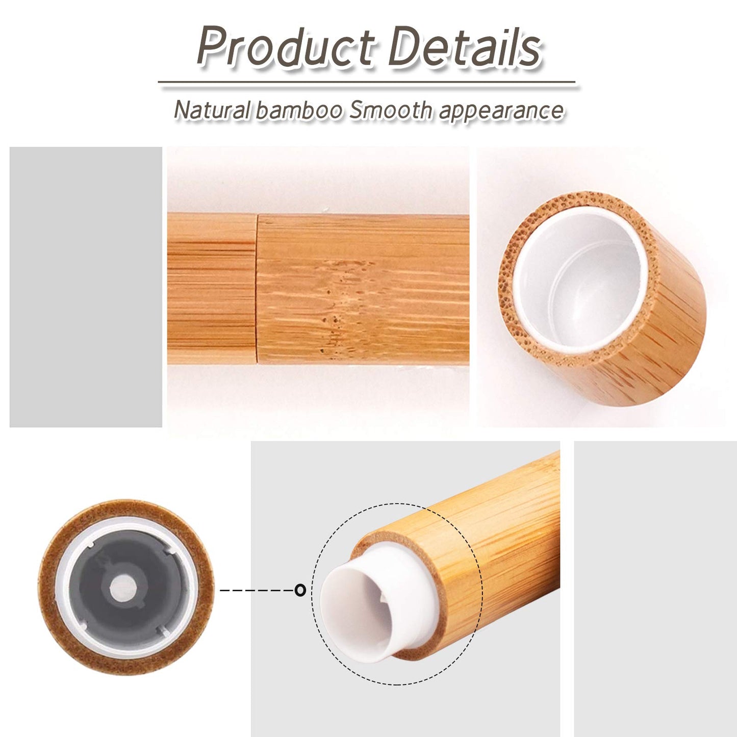 24Pcs Bamboo Empty Lipstick Tubes, AUHOKY 5.5g Refillable DIY Lip Balm Tube Containers with Clear PP Plastic Inner, Cosmetic Lipstick Lip Gloss Deodorant Case Holder For Women Girls Makeup