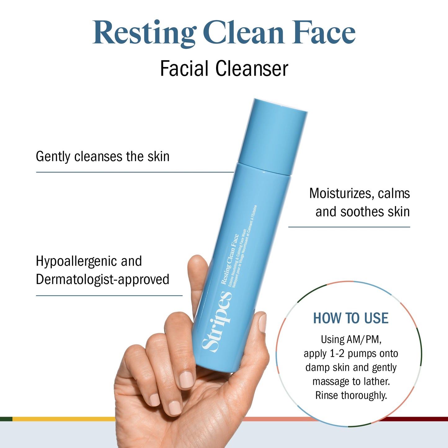 STRIPES Beauty Naomi Watts Resting Clean Face Hydrating Cleanser Calm Refreshed Skin Squalane Ceramides Suitable Sensitive Skin Menopause Support 3.7 Fl Oz