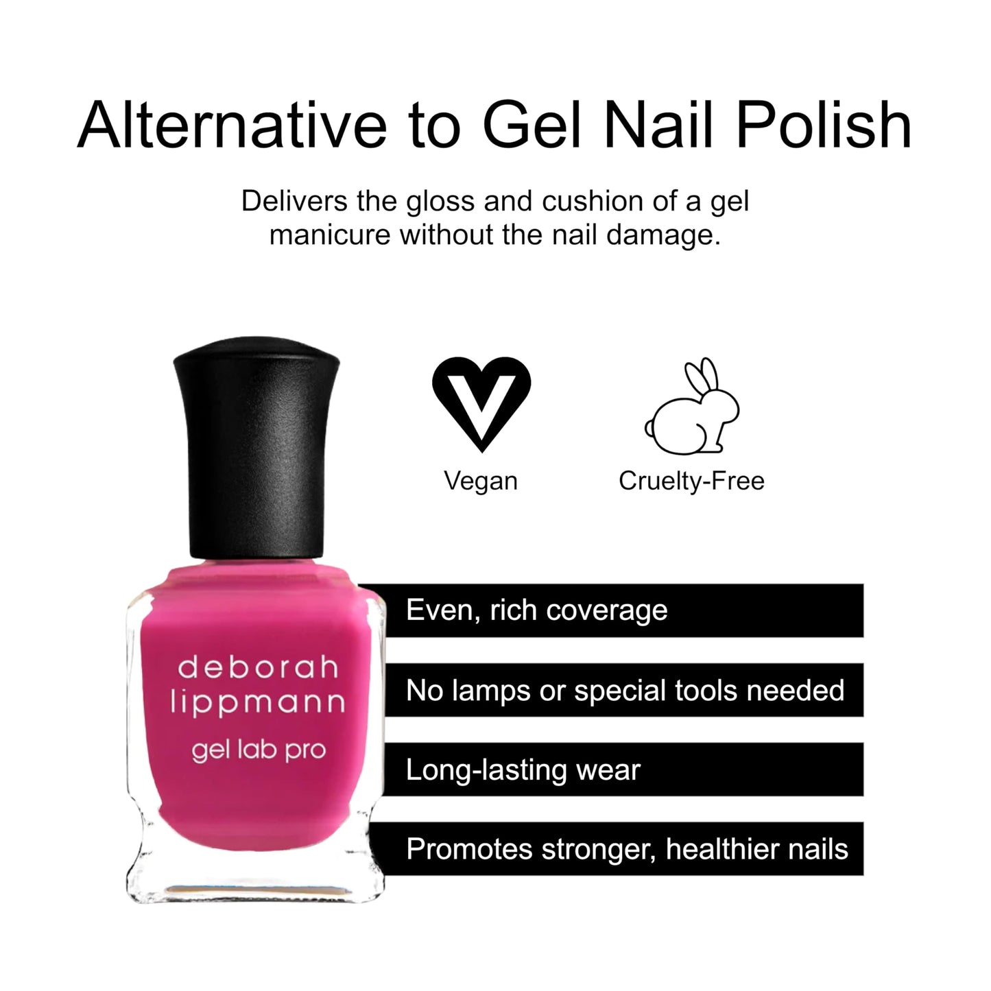 Deborah Lippmann Gel Lab Pro Nail Polish Treatment Enriched for Nail Health, Wear, and Shine No Animal Testing, 21 Free, Vegan Pink Colors