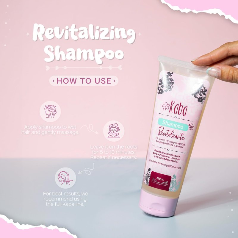 D'Luchi Kaba Revitalizing Rosemary Shampoo with Red Onion for Thicker, Fuller, Stronger and Healthier Hair, Free of Sulfates, Dyes and Parabens - 7.8 Oz