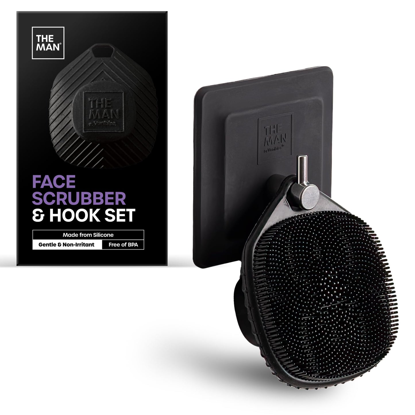 The Man Silicone Face Scrubber with Hook for Men, Face Cleansing Brush