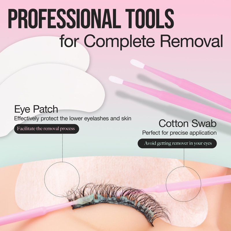 LASHVIEW Lash Glue Remover Cream Gentle Aloe Low Irritation Eyelash Remover Kit for Lash Extensions with Eye Patches & Cotton Swabs(10g)