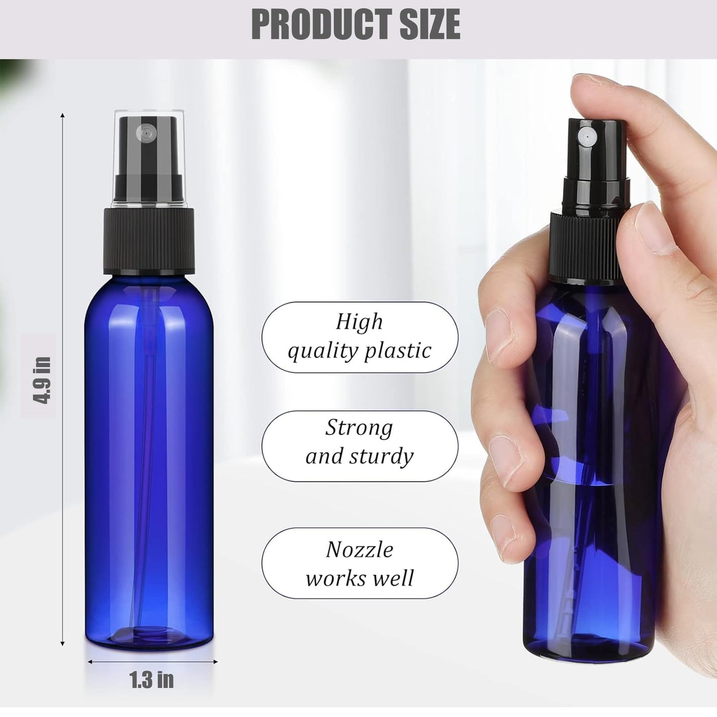 TREEHAC 100 Pack 2 Oz Plastic Mini Spray Bottles with Refillable Mist Sprayer for Travel and Household Use for Perfume Essential Oils Cleaning (Wine Red)