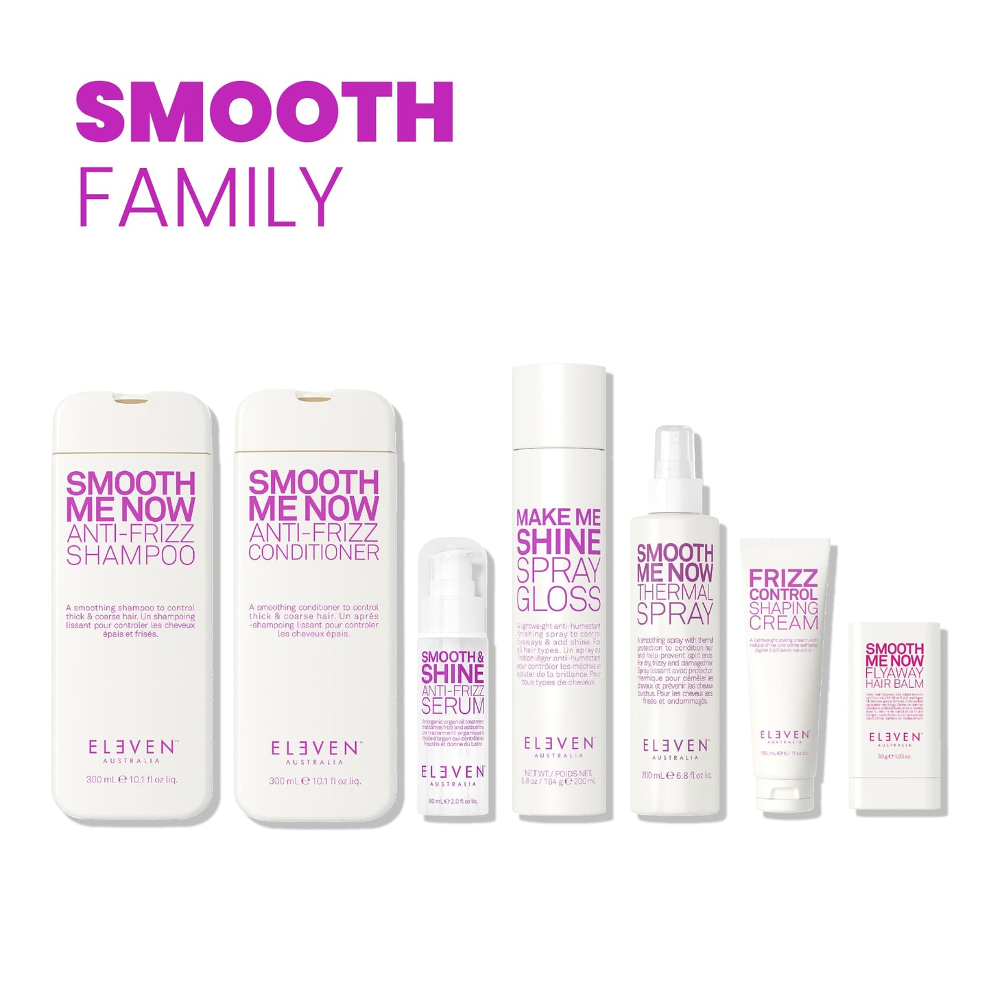 ELEVEN AUSTRALIA Smooth & Shine Anti-Frizz Serum - Anti Frizz Hair Care Products for Men and Women, Tames Frizzy Hair, Adds Shine, Lightweight Smoothing Formula - 2 fl oz