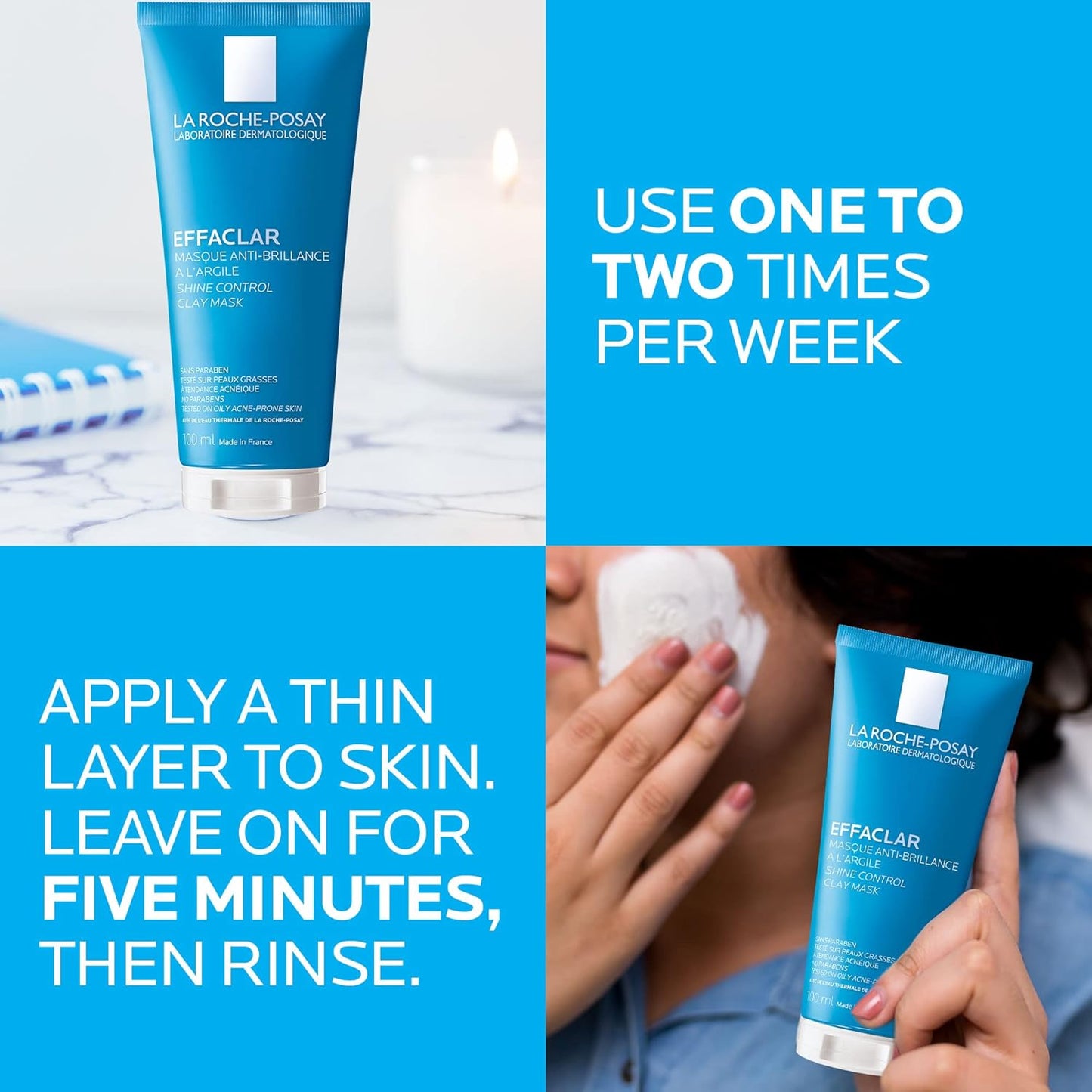 La Roche-Posay Effaclar Clay Face Mask for Oily Skin - Unclogs Pores & Controls Shine