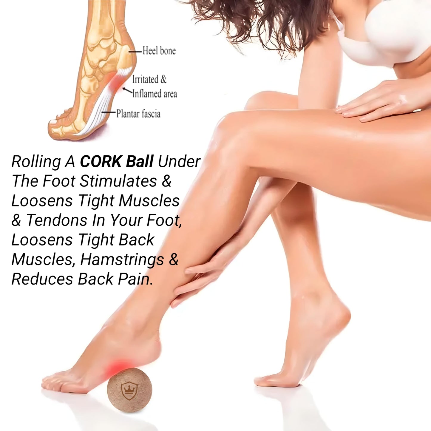 Plantar Fasciitis Relief Kit – Toe Spacers, Cork Massage Ball & Resistance Bands for Bunion Correction, Foot Pain, Yoga Stretching – Post Workout Massage Set with Travel Pouch