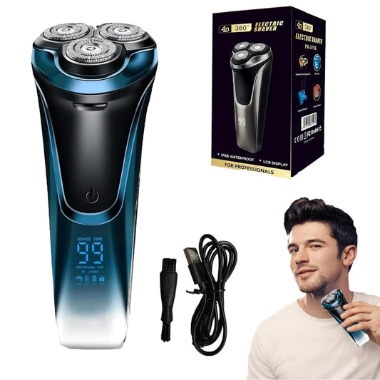Snapbuy Electric Razor for Men, Snapbuy Electric Razor Pro of Father, 4D Floating Head Rotary Shaver,2025 New Electri c Shaver with LCD Display & Quiet Motor, IPX7 Waterproof (Blue)