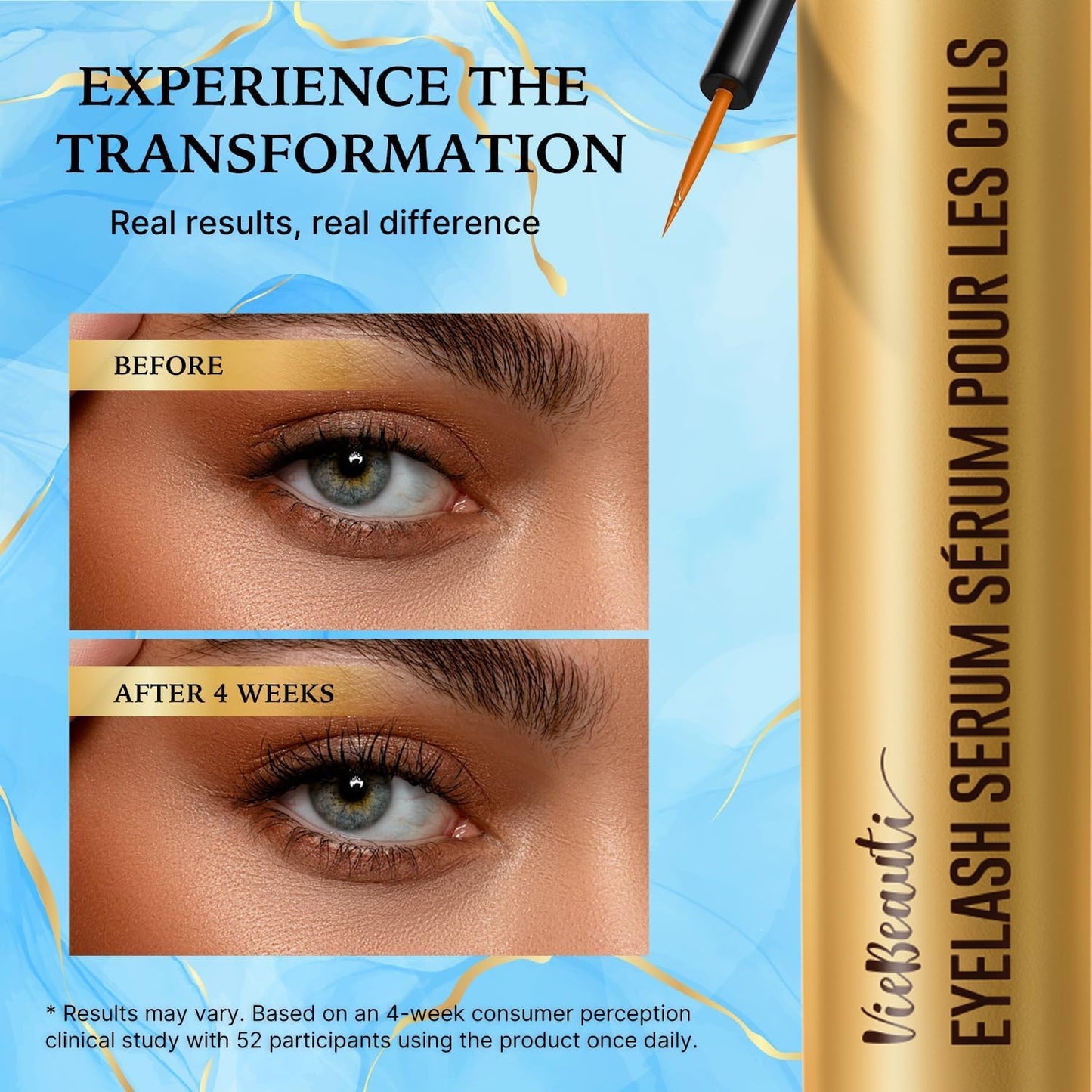 VieBeauti Lash Serum for Eyelash Growth: 5mL Eyelash Growth Serum with Advanced Formula to Boost Longer Fuller and Thicker Looking Lashes - Vegan & Cruelty-Free for Sensitive Eyes 5-Month Supply