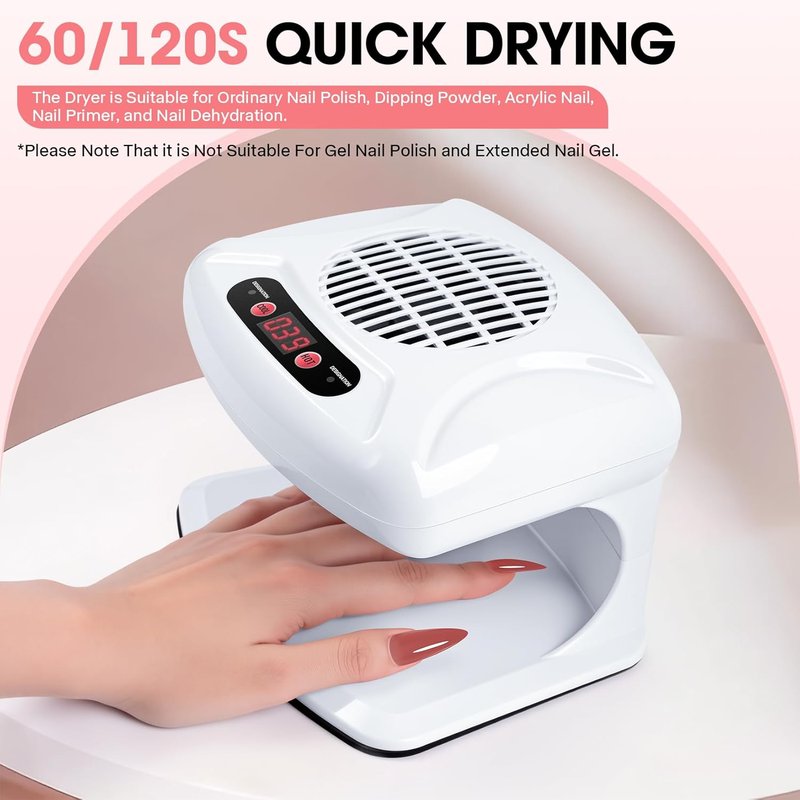 Nail Dryer for Regular Polish - LXIANGN 300W Auto Sensor Air Nail Drying Fan | Professional Manicure Tool (White)