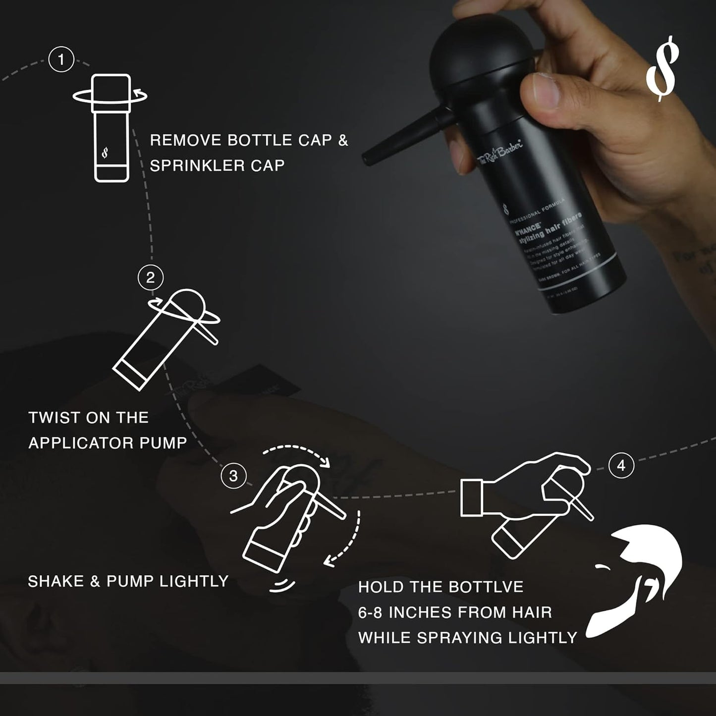 N'Hance Pro Barber Kit - 3-in-1 Hair & Beard Styling Set | Keratin-Infused Fibers, Applicator Pump, Hairline Enhancer
