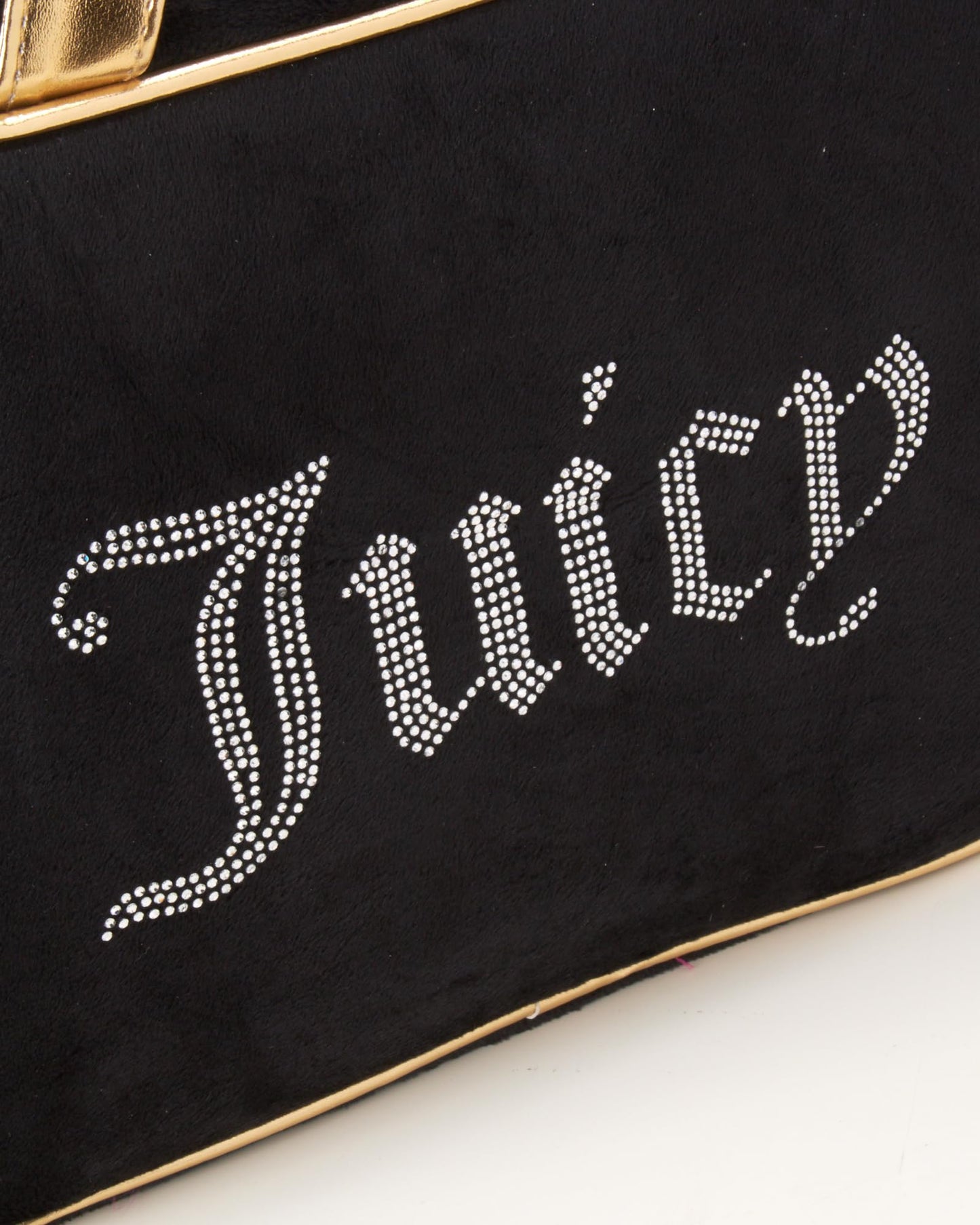Juicy Couture Black Makeup Bag Cosmetics Organizer Travel Essentials Weekender Velour Rhinestone Gold Trim