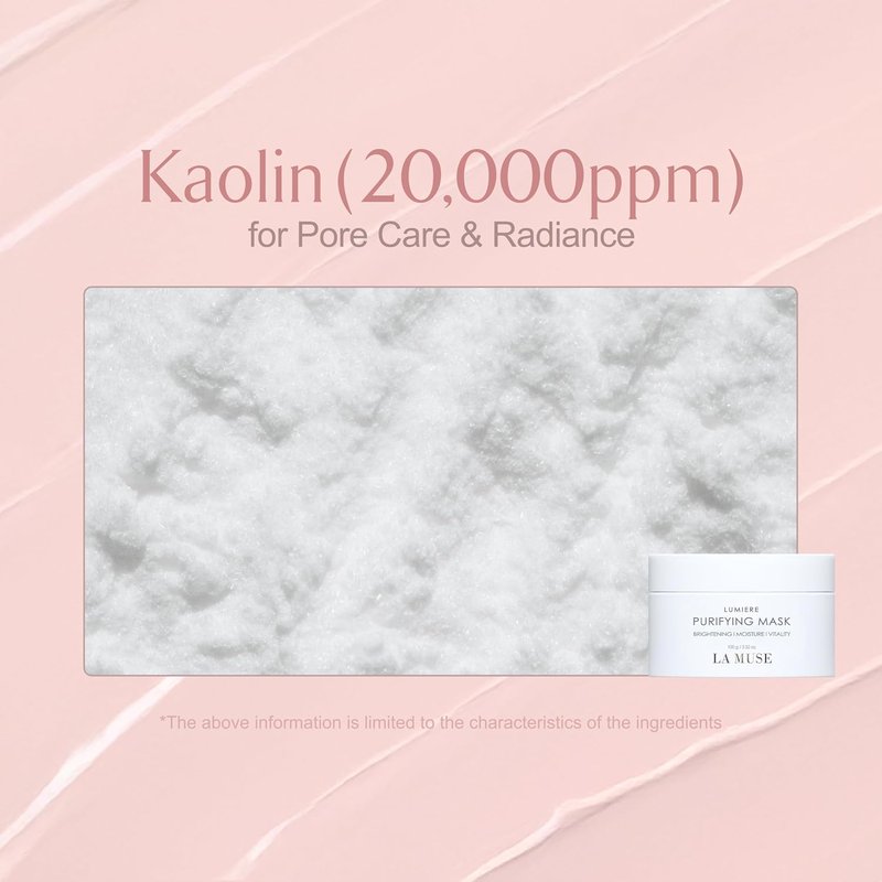 Lumiere Purifying Clay Mask - Korean Deep Pore Cleanser for Oily Skin | Detoxifying Kaolin & Antioxidant Berry Complex