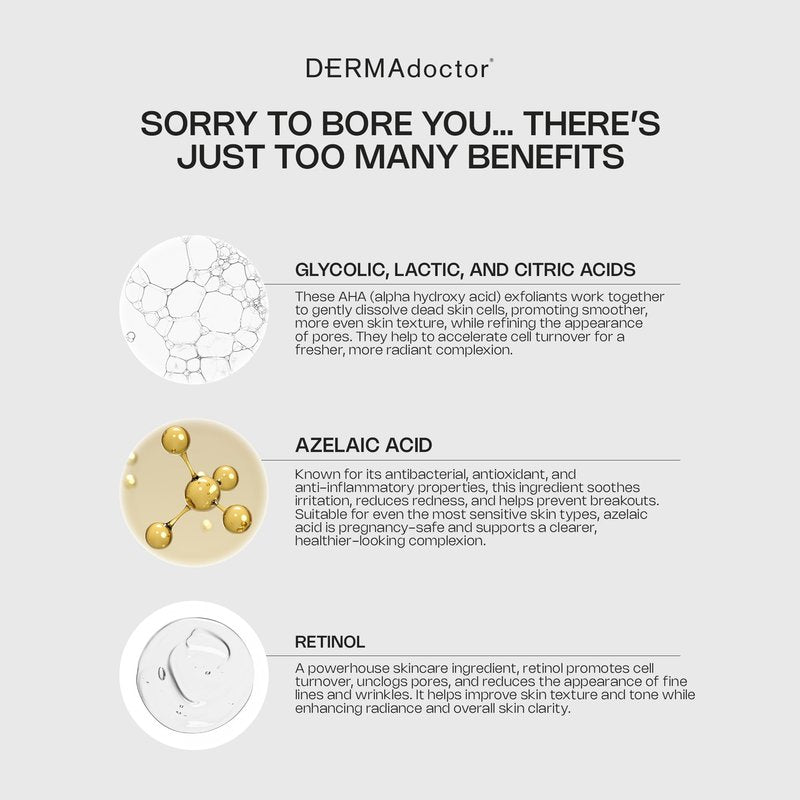DERMAdoctor Retinol Pore Minimizer for Face - Oil Control Pore Reducer for Face | Retinol Skin Booster Serum Exfoliates, Soothes, Reduces Redness, Helps Prevent Breakouts, Unclogs Pores | Anti Aging