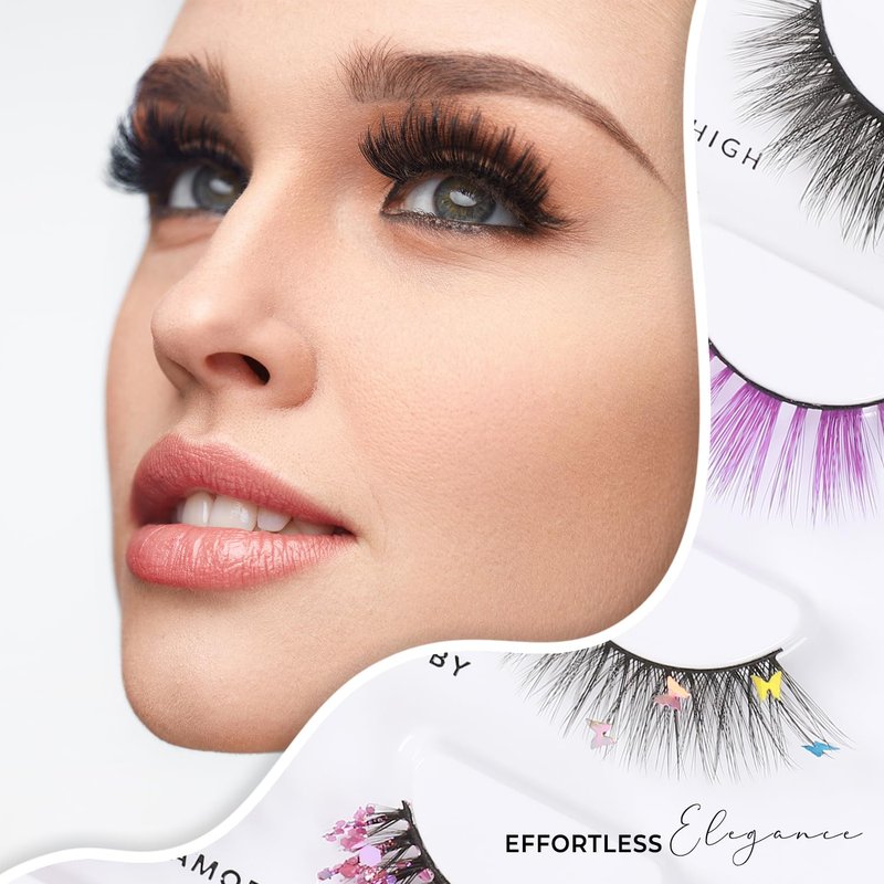 Profusion Cosmetics Empowered Butterfly Flutter Lashes 4 Pairs Eyelash Set – Soft Wispy & Glitter False Lashes with Thin Flexible Band, Reusable & All-Day Comfortable Wear