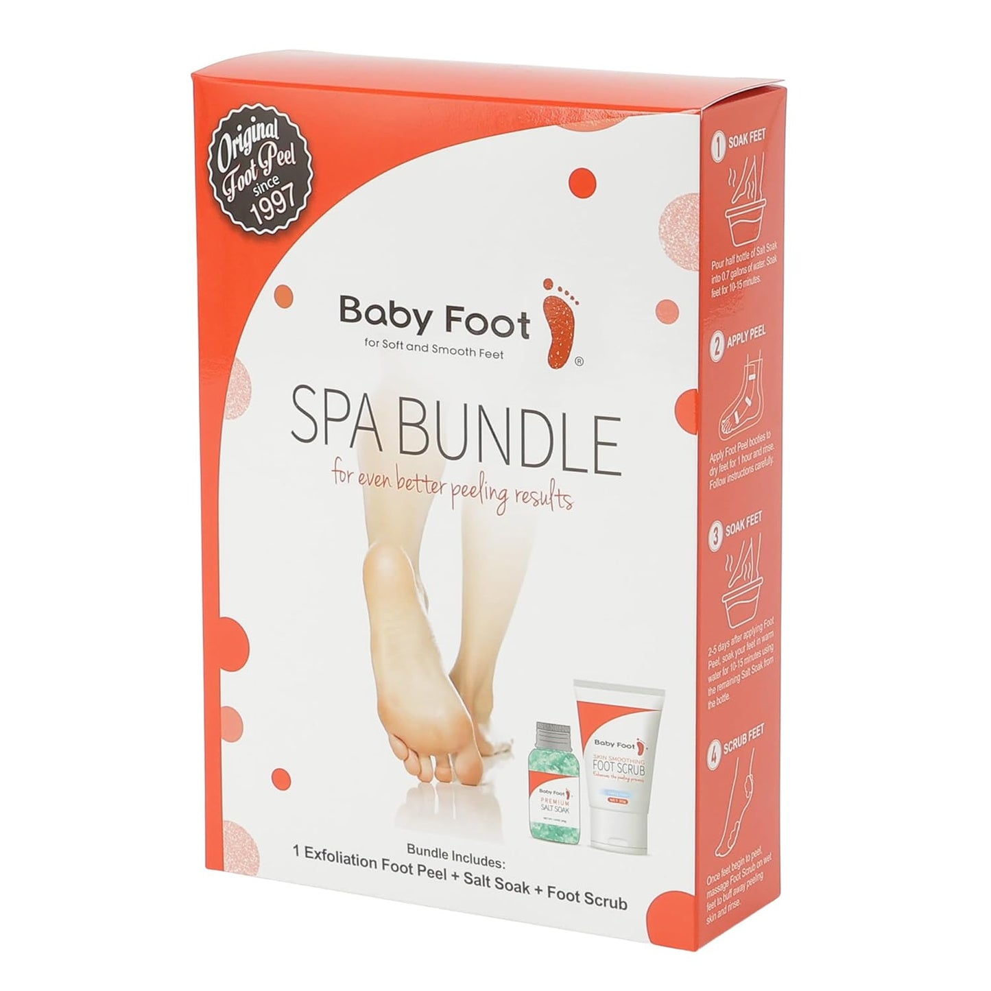 Baby Foot Spa Bundle - Exfoliant Foot Peel, Premium Salt Soak & Scrub | Citrus Scented Smoothening Set