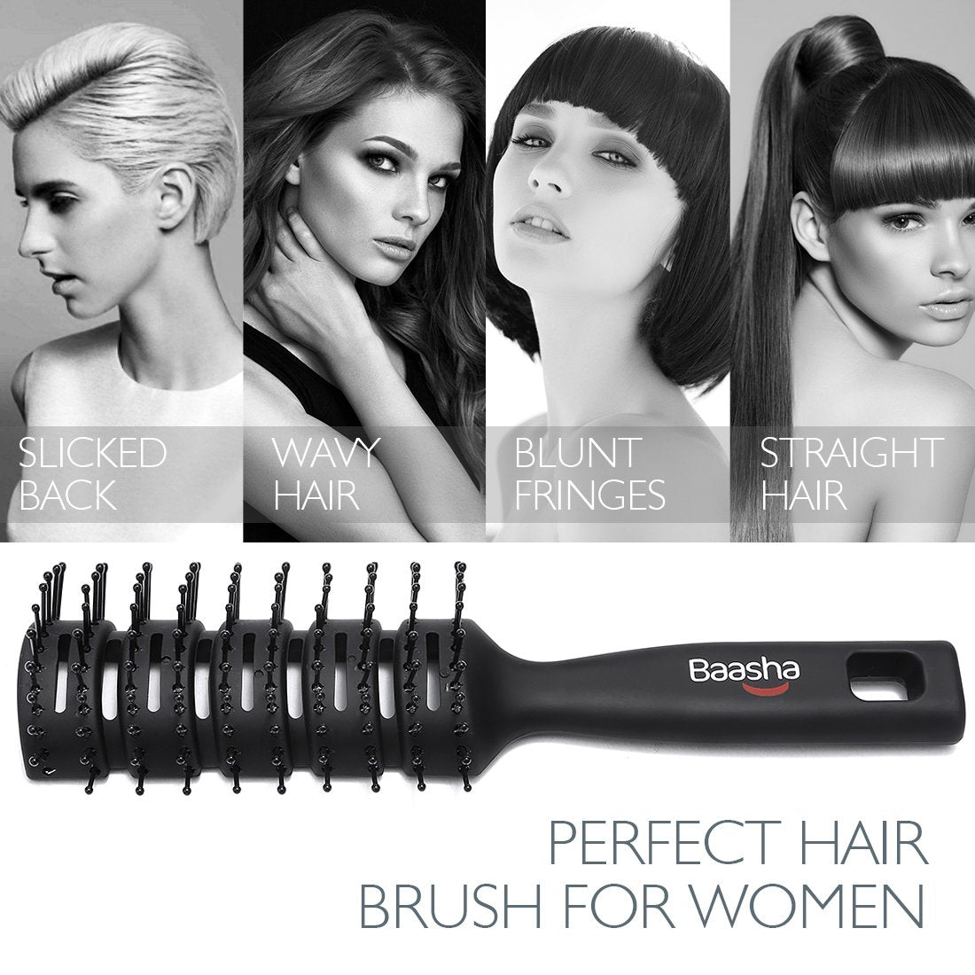 Baasha Boar Bristle Round Hair Brush with 1.8" Barrel for Medium to Long Hair, Blow Drying and Volumizing for Shiny, Healthy Hair