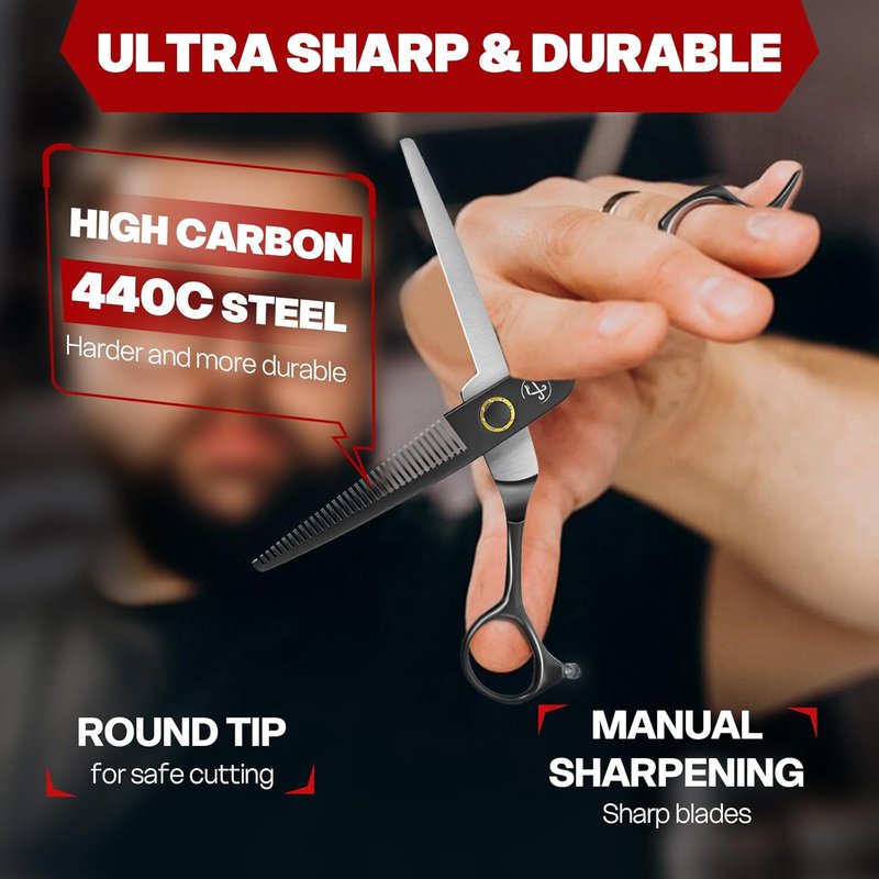 Professional Thinning Shears - Japanese 440C Stainless Steel Hair Cutting Scissors | 6.8 Inch Right-Handed Design for Salon & Home Use
