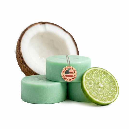 Sweet & Sassy Conditioner Bar Pack of 3, Made in USA, Bar Conditioner for Hair Plastic Free Color Safe Travel Friendly - Coconut Lime/Smiles