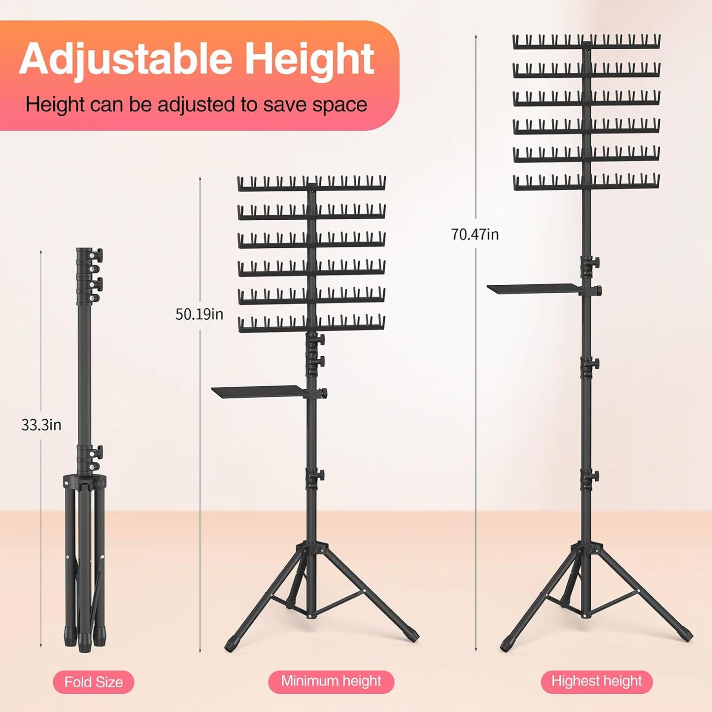 Braiding Hair Rack Stand - Heavy Duty 2-Sided Holder with 144 Pegs | Adjustable Height & Storage Bag
