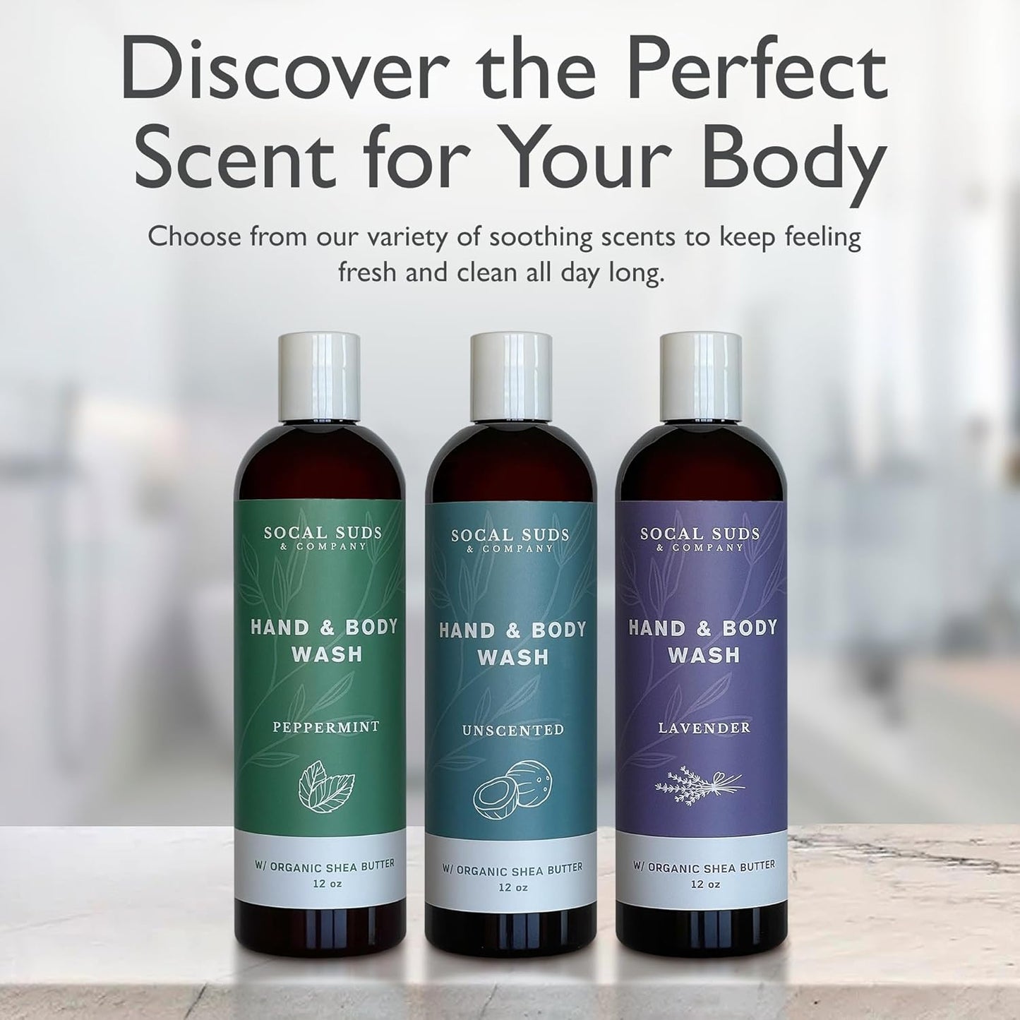 Organic Shea Butter Body Wash - Fragrance-Free Moisturizing Liquid Soap for Sensitive Skin | 12oz