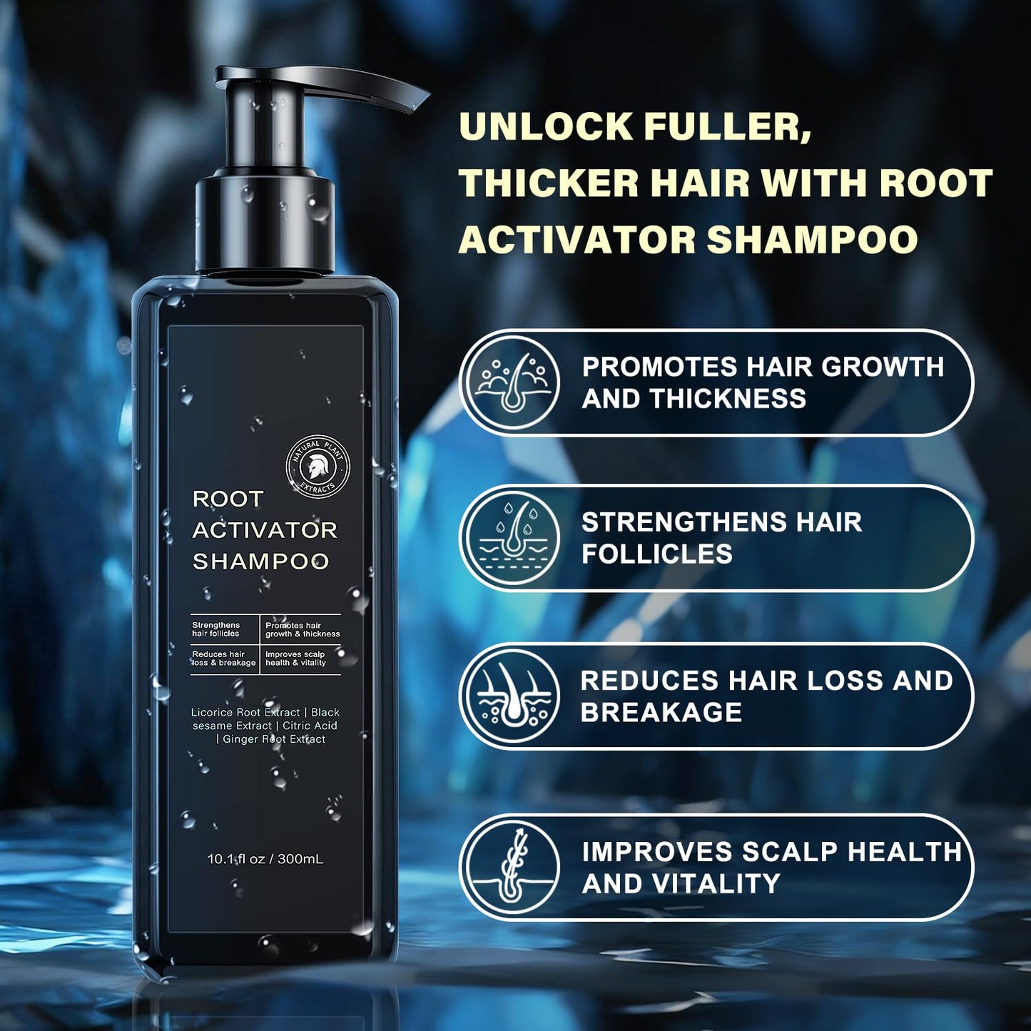 Root Activator Shampoo For Men - Hair Growth Shampoo for Hair Loss and Thinning Hair - 300 mL/10.1 fl oz