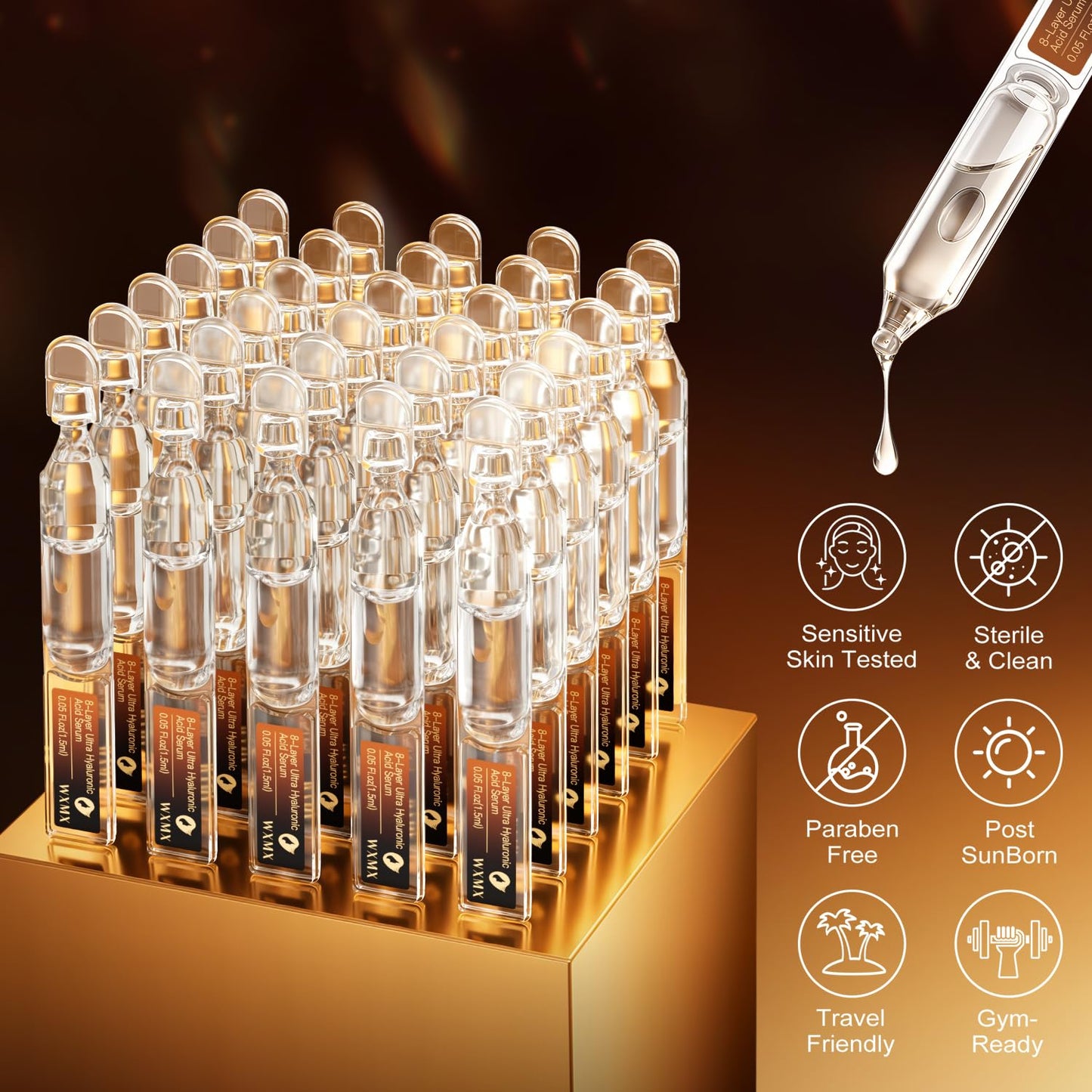 Ultra Hyaluronic Acid Serum for face with 8 Types of HA - 80,000 ppm HA Complex, Matrixyl 3000, Collagen Tri- Complex & Peptides, Multi-Layer Hydration Anti-Aging Face Serum