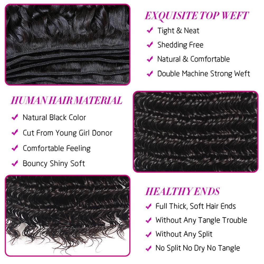 Water Wave Bundles - Natural Black Brazilian Virgin Hair | 12, 14, 16 Inch Wet & Wavy