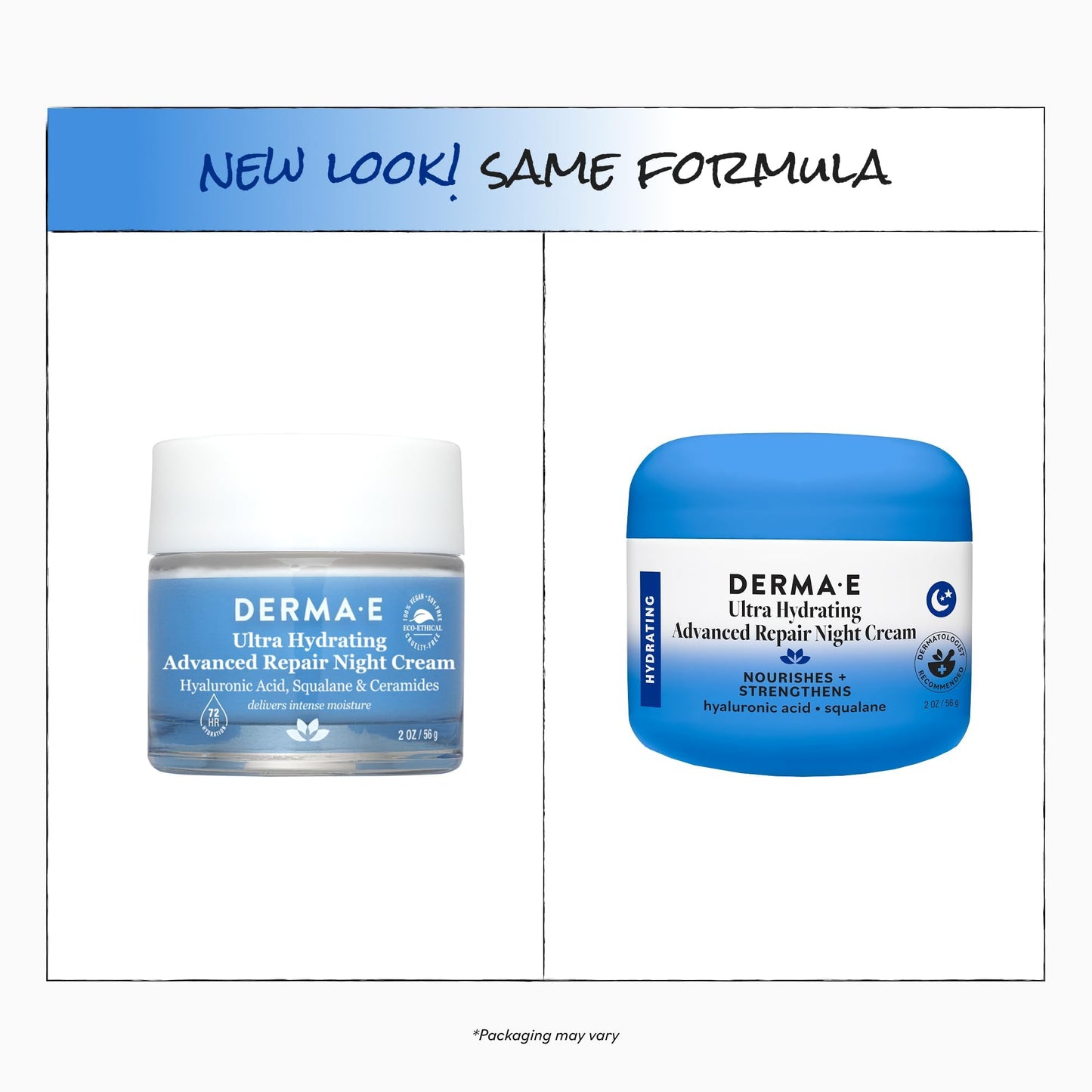 Derma E Ultra Hydrating Night Cream, Advanced Repair Overnight Face Moisturizer with Hyaluronic Acid to Replenish, Smooth and Nourish Skin, 2 oz