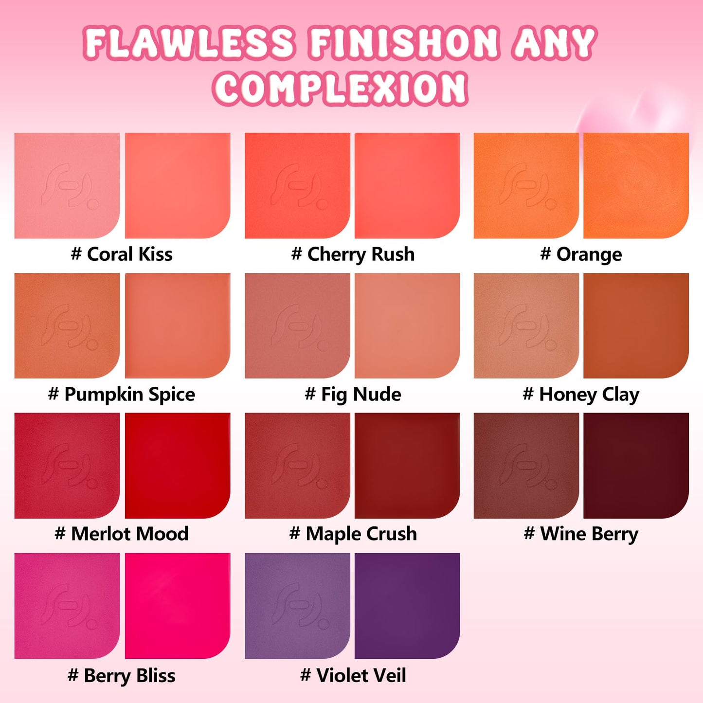 Blush Palette Duo – Cream & Powder Blush Set in Deep Red, Long-Wearing & Moisturizing, Easy to Blend, Radiant Coverage for Cheeks, Eyes & Lips, Magnetic Palette Compatible (2-Pack, Maple Crush)